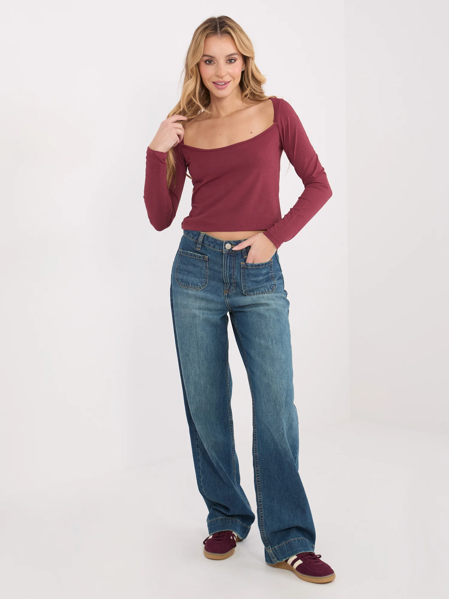 Bluza Dama Mini, Croiala dreapta, WESTEENE, Bordo Eleganta Office - imagine 2