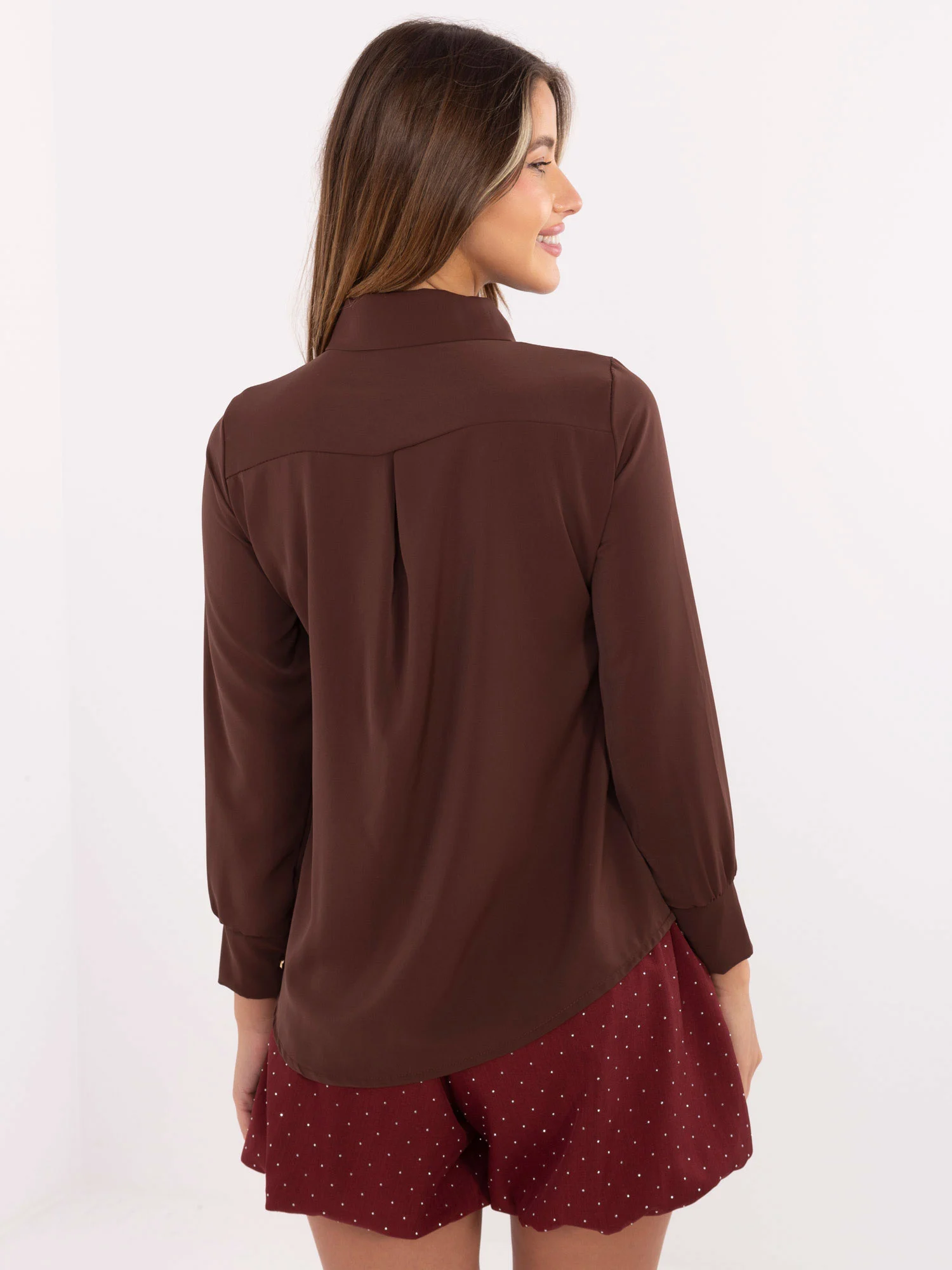 Camasa Dama Elegant, Guler inalt, ITALY MODA, Maro Eleganta Office - imagine 4