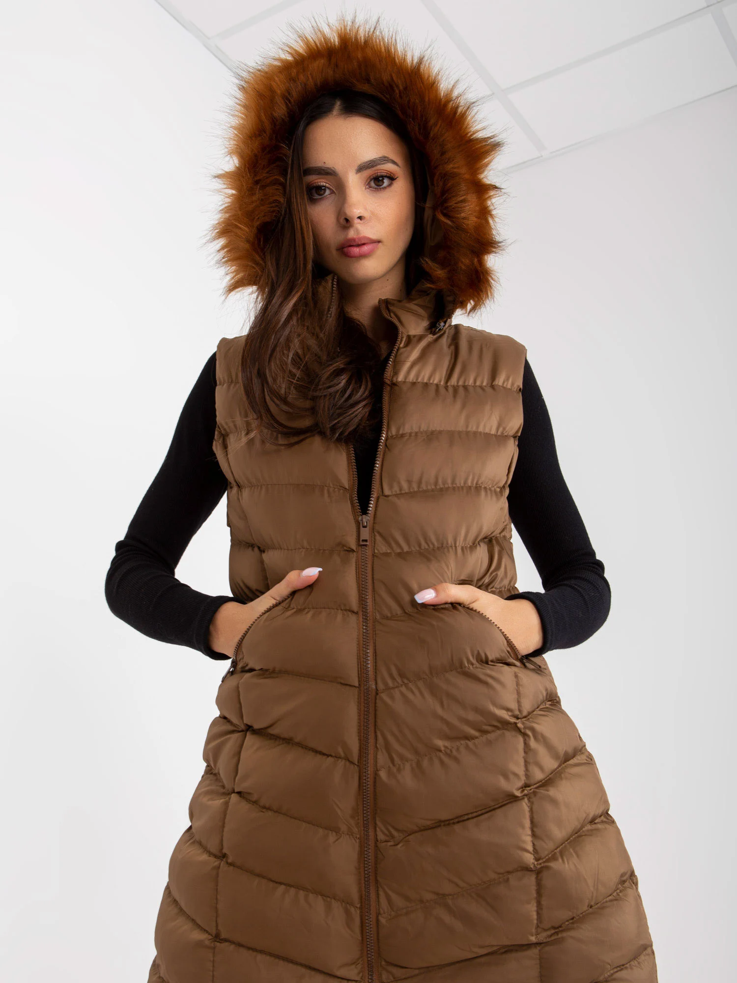 Vesta Dama Fara maneci, Guler inalt, RUE PARIS, Maro Eleganta Office - imagine 5
