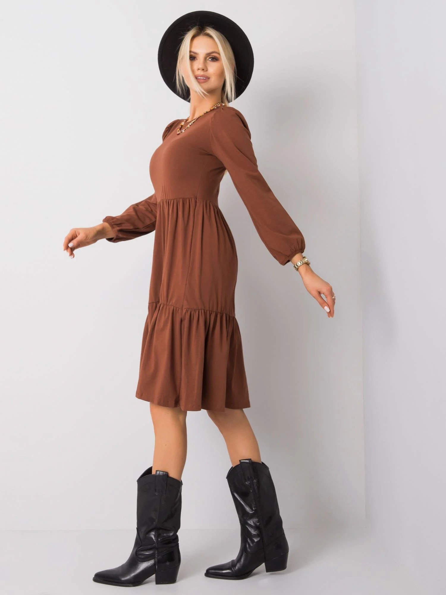 Rochie Dama Mini, Decolteu rotund, RUE PARIS, Maro Eleganta Office - imagine 3