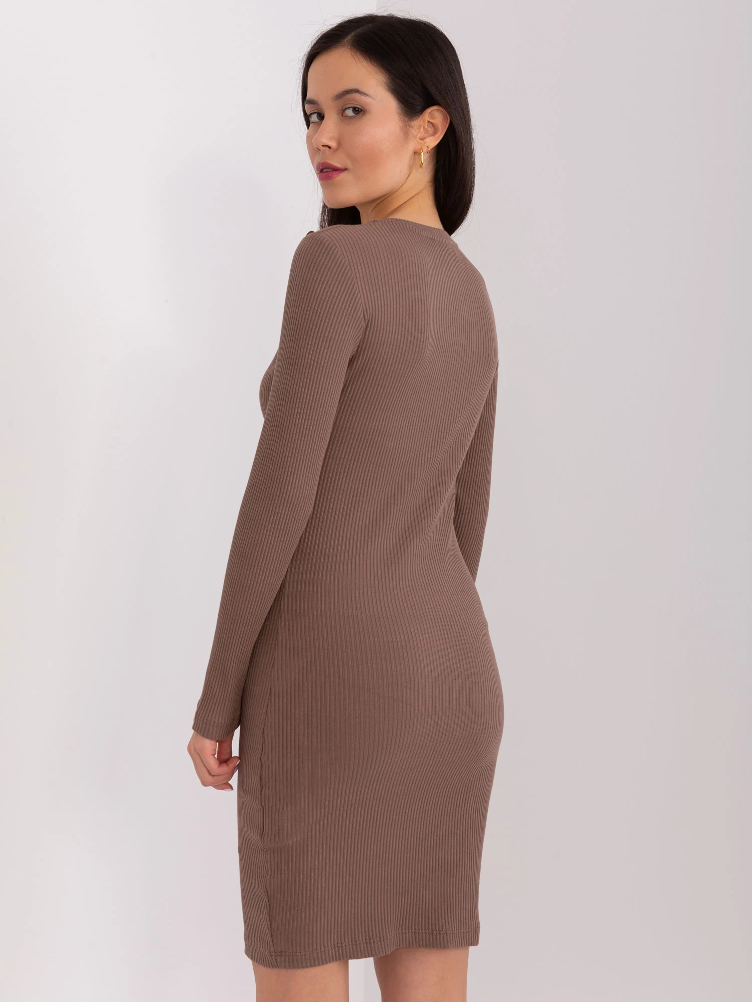 Rochie Dama Maneca lunga, Dungi, BASIC FEEL GOOD, Maro Eleganta Office - Image 3