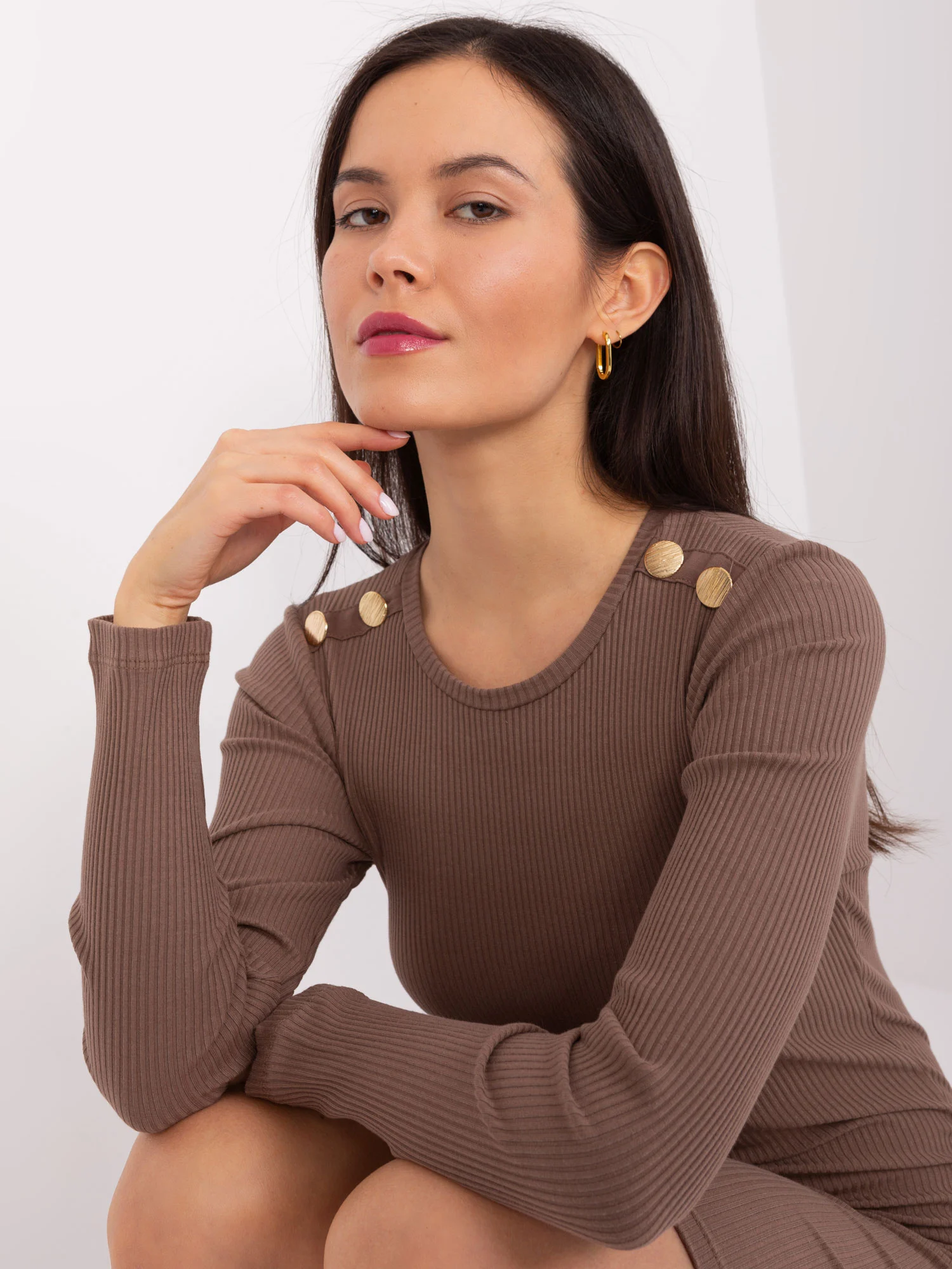 Rochie Dama Maneca lunga, Dungi, BASIC FEEL GOOD, Maro Eleganta Office - Image 6