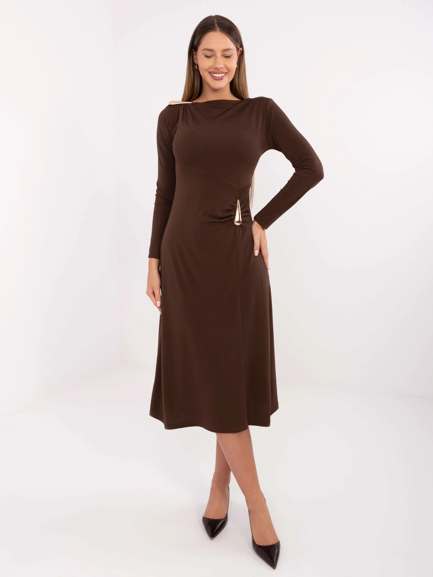 Rochie Dama Midi, Alta croiala, ITALY MODA, Maro Eleganta Office - Image 5