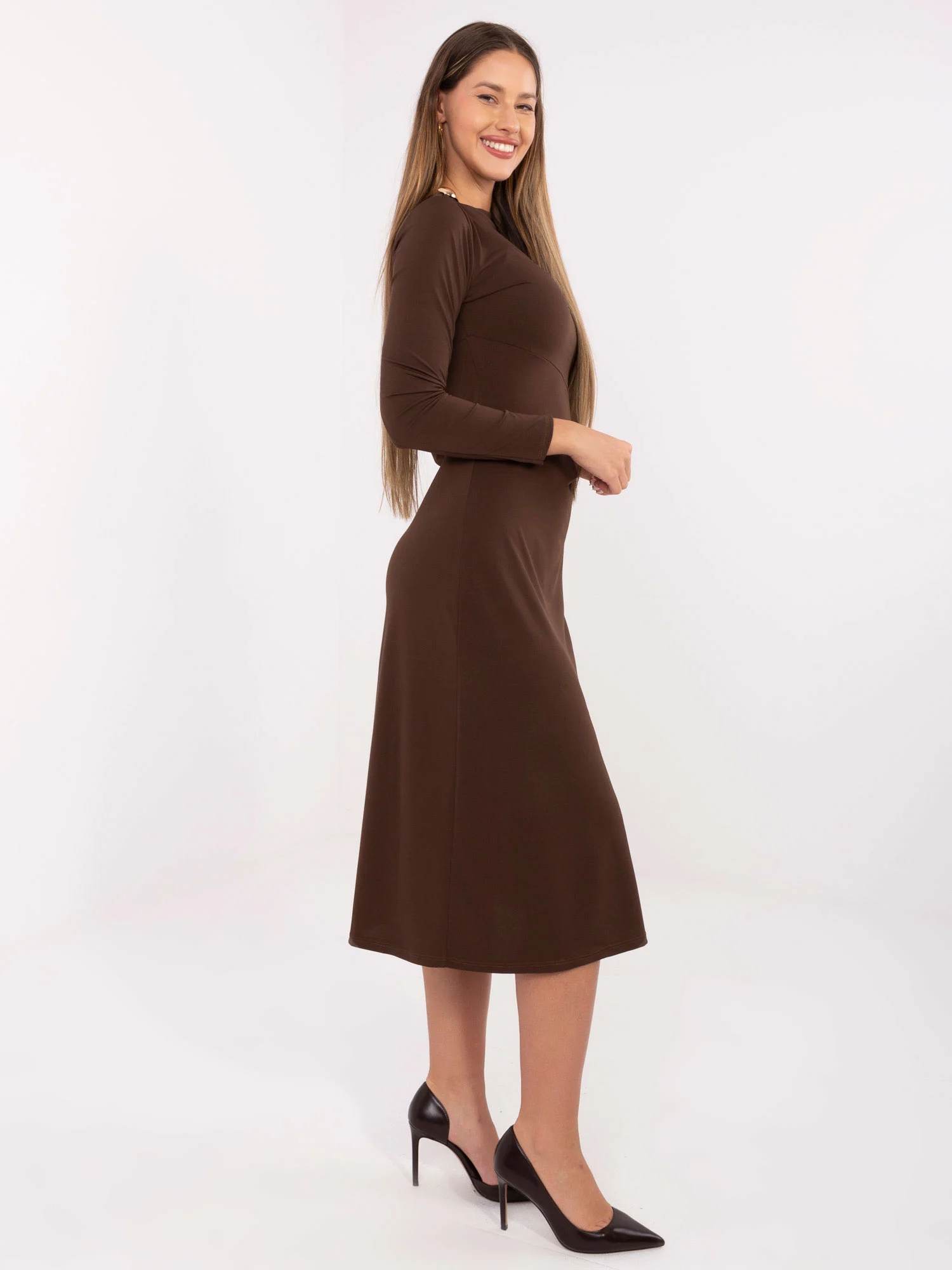 Rochie Dama Midi, Alta croiala, ITALY MODA, Maro Eleganta Office - Image 3