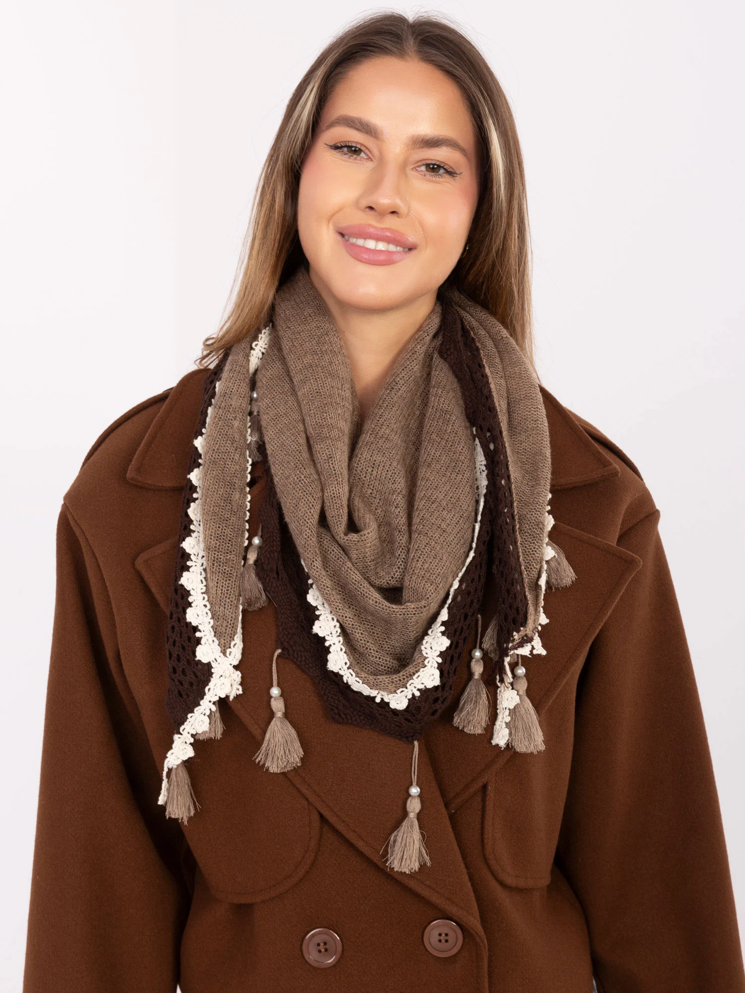 Bandana Dama Dantela, Viscoza, Fashion Hunters, Maro - imagine 4
