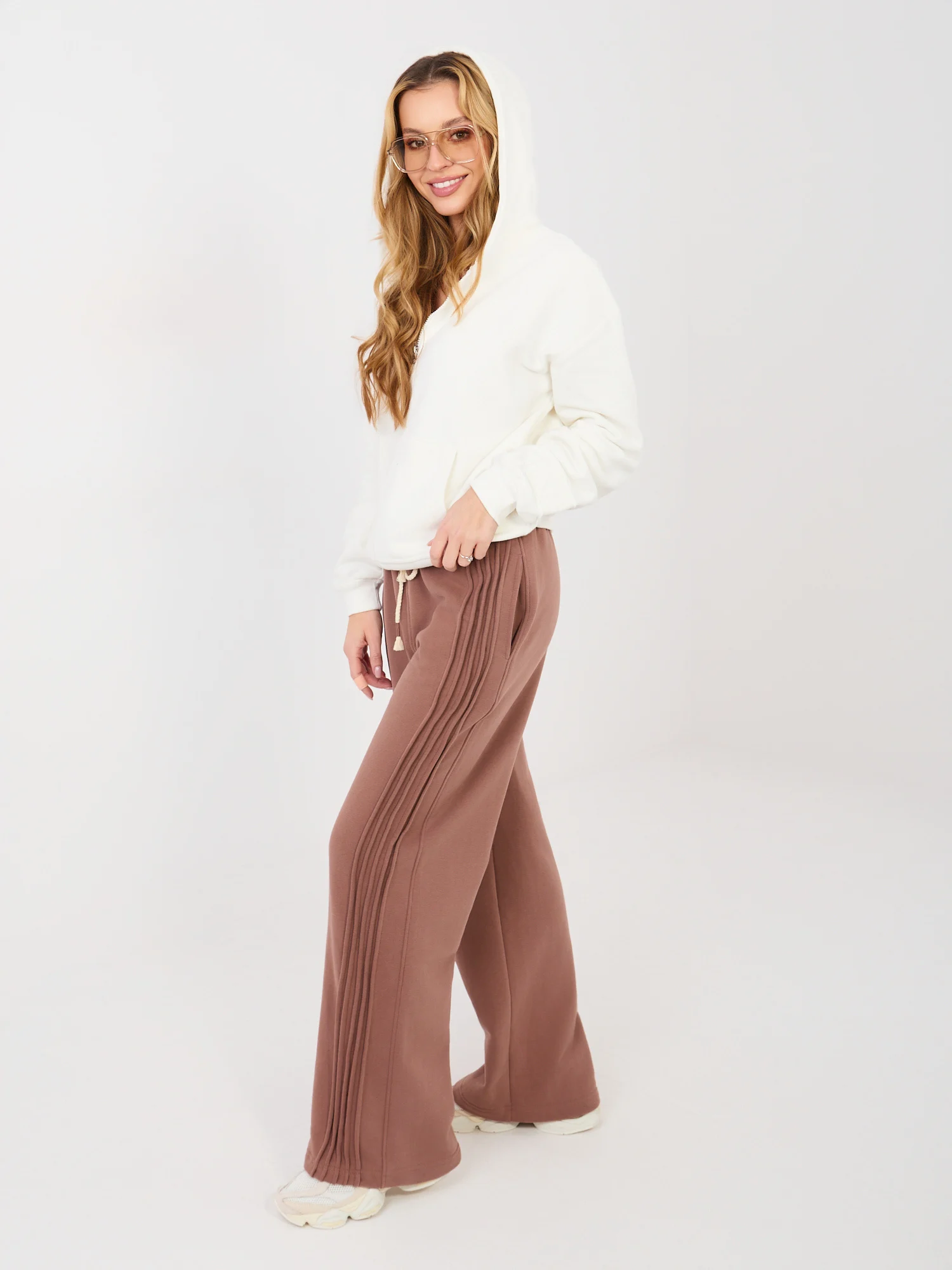 Pantaloni Trening Dama Larga, Guler inalt, NATURAL SIDE, Maro Casual - imagine 2