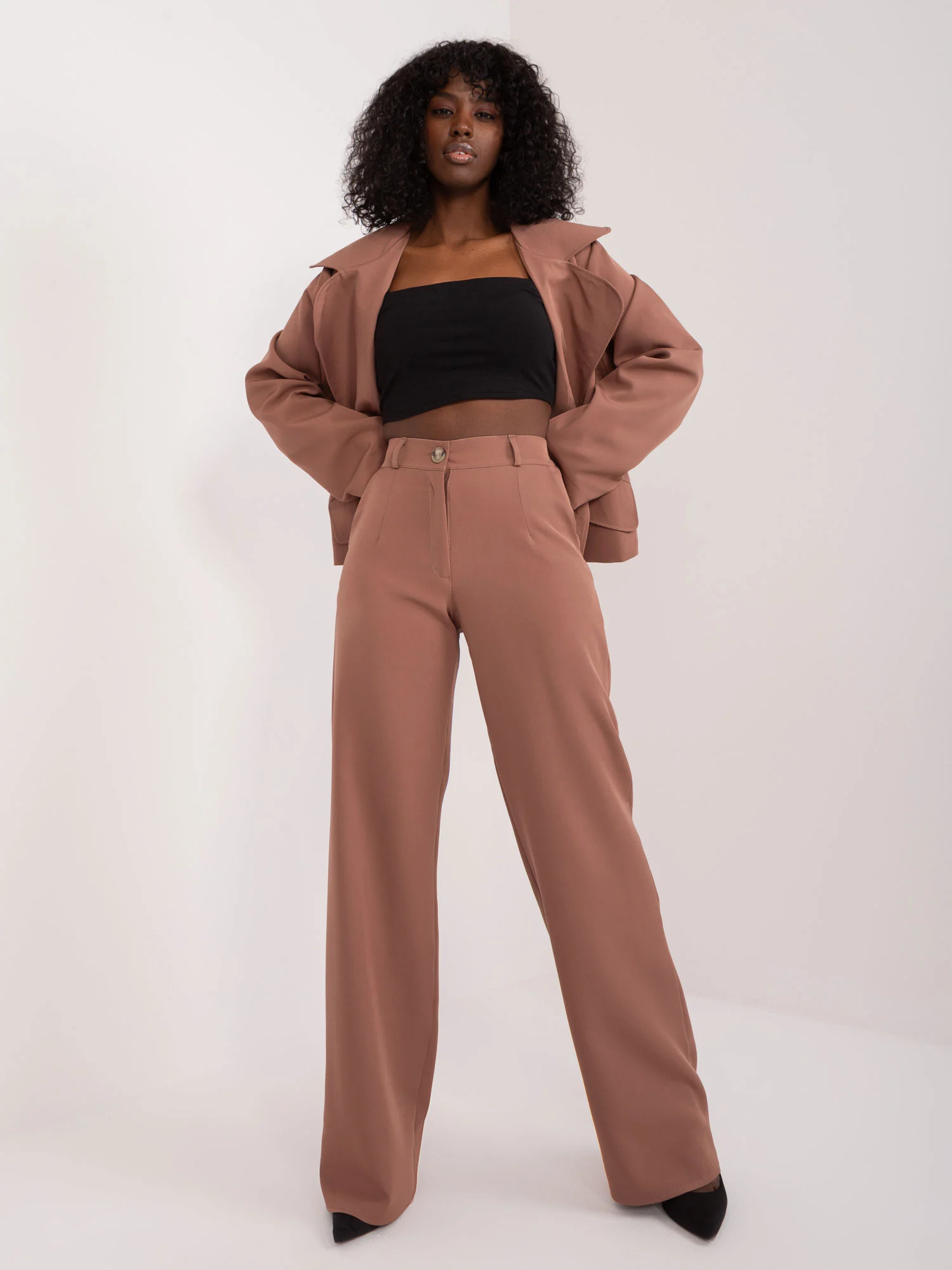 Pantaloni Dama Elegant, Guler inalt, LAKERTA, Maro de Petrecere - imagine 4