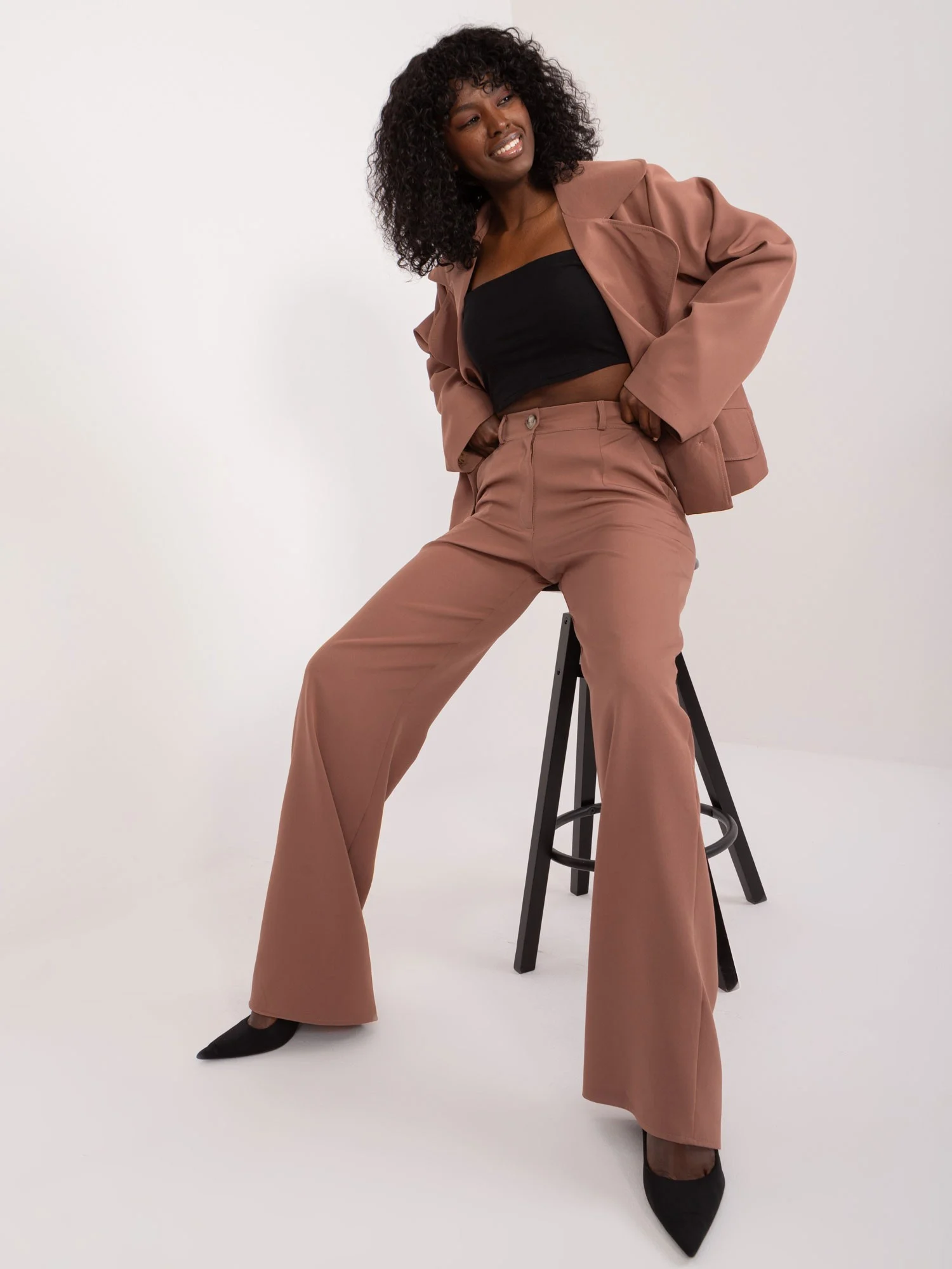 Pantaloni Dama Elegant, Guler inalt, LAKERTA, Maro de Petrecere - imagine 5