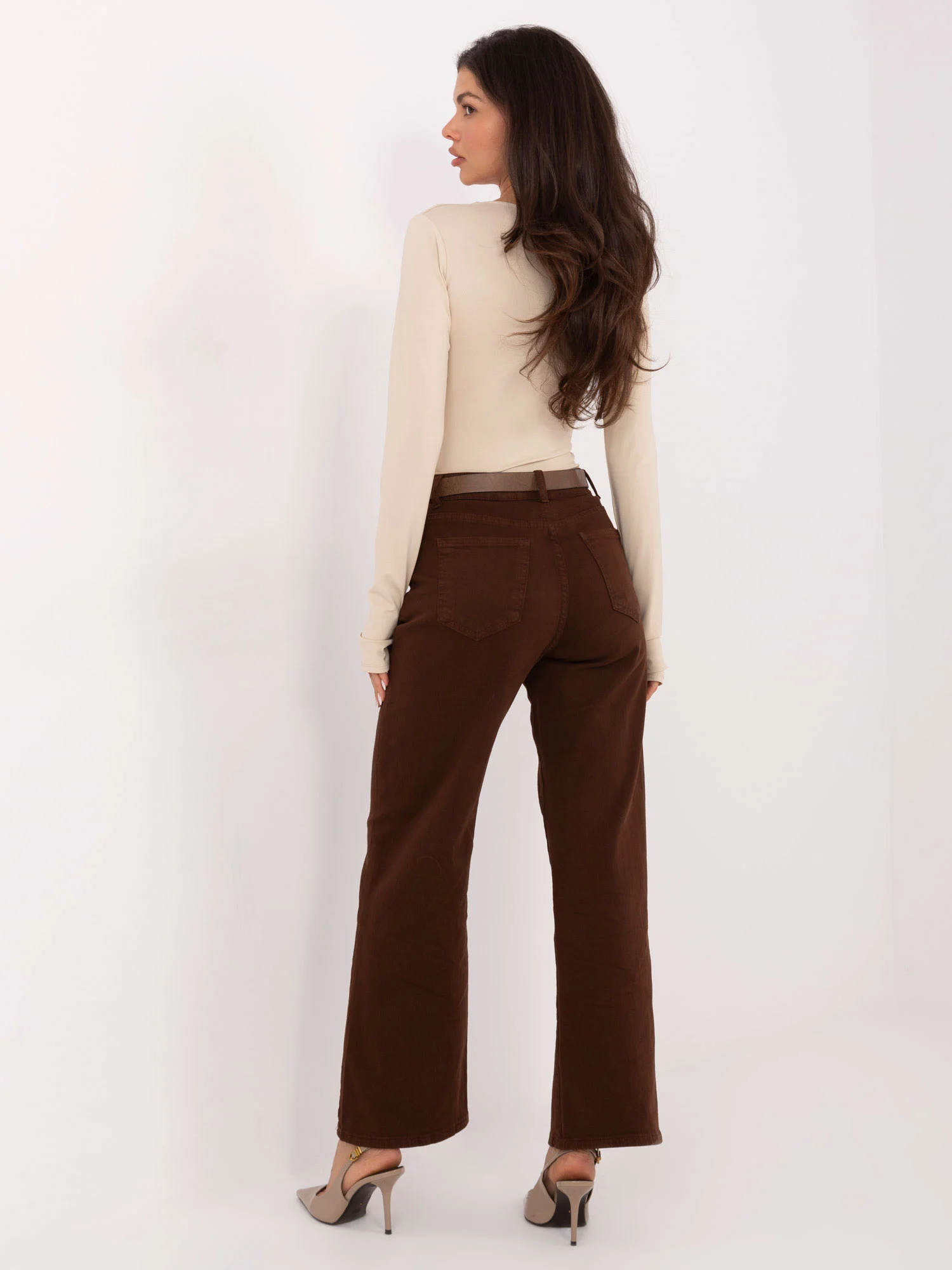 Blugi Dama Croiala dreapta, Guler inalt, M.SARA JEANS, Maro Casual - imagine 6