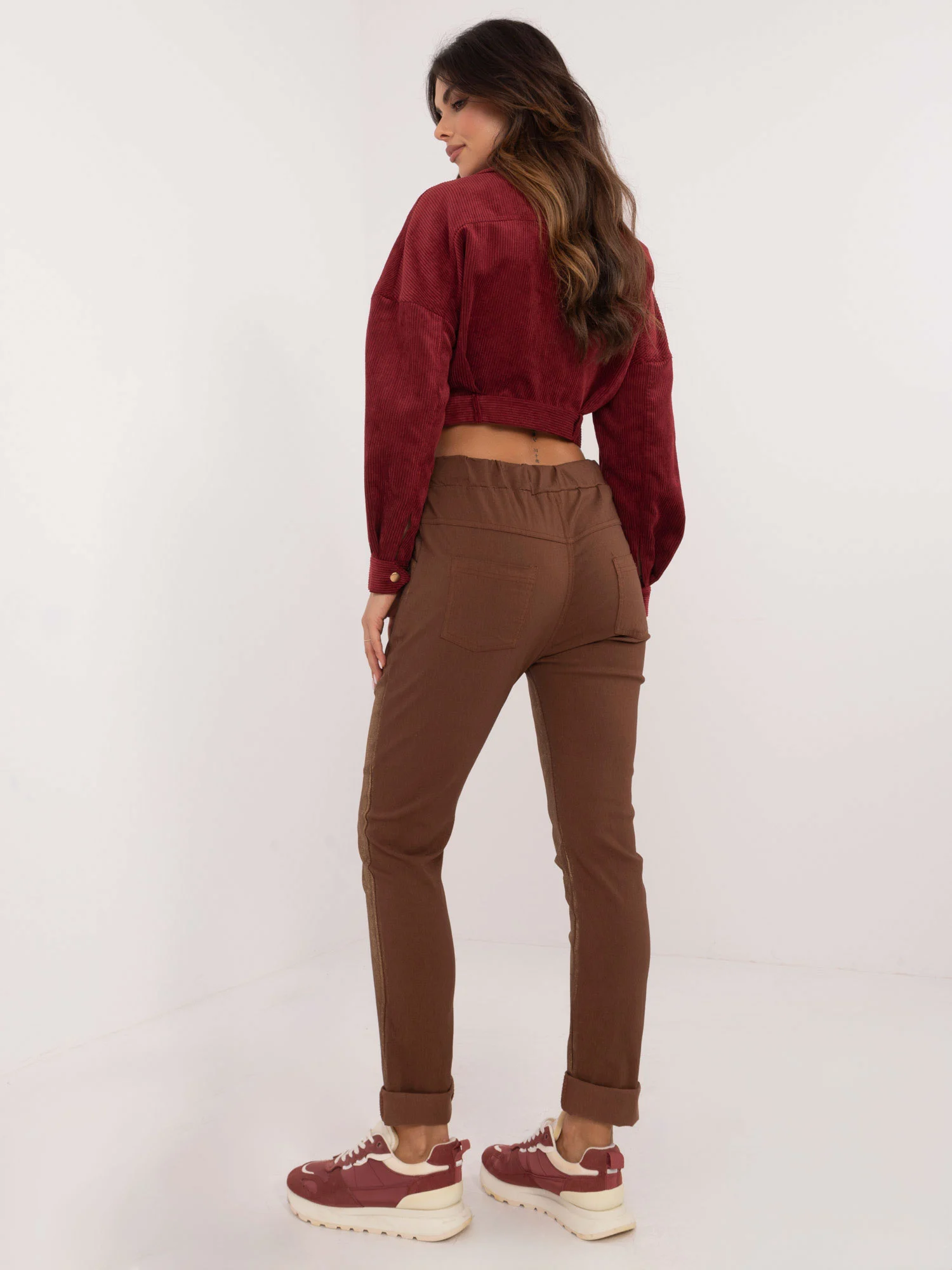 Pantaloni Dama Conica, Guler inalt, ITALY MODA, Maro Eleganta Office - imagine 4