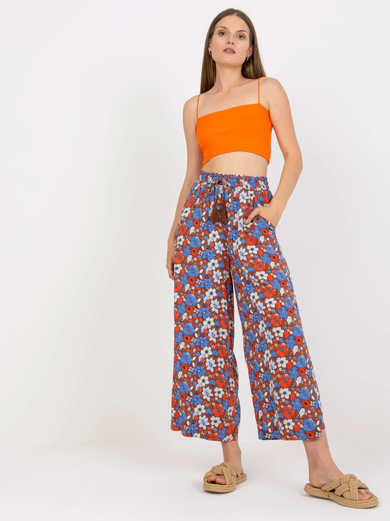 Pantaloni Dama Floral, Lejera, Sublevel, Maro Casual - imagine 3