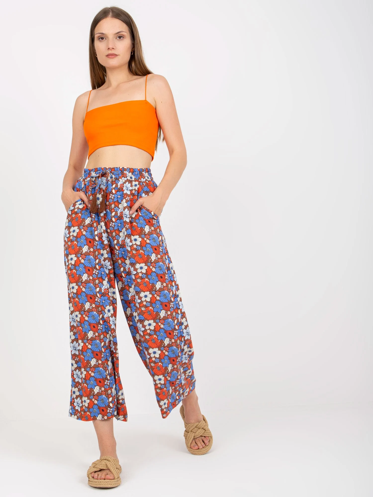 Pantaloni Dama Floral, Lejera, Sublevel, Maro Casual - imagine 4