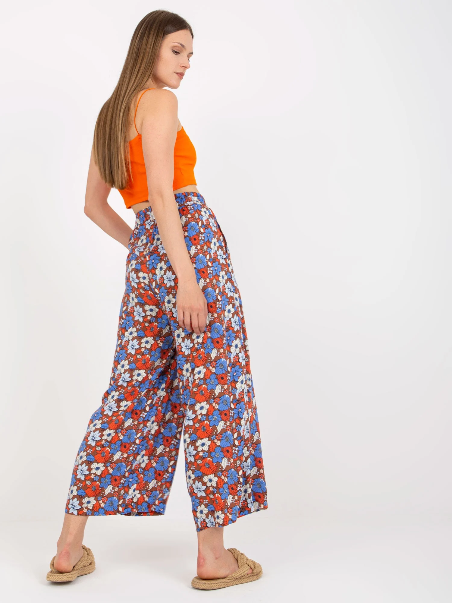 Pantaloni Dama Floral, Lejera, Sublevel, Maro Casual - imagine 2