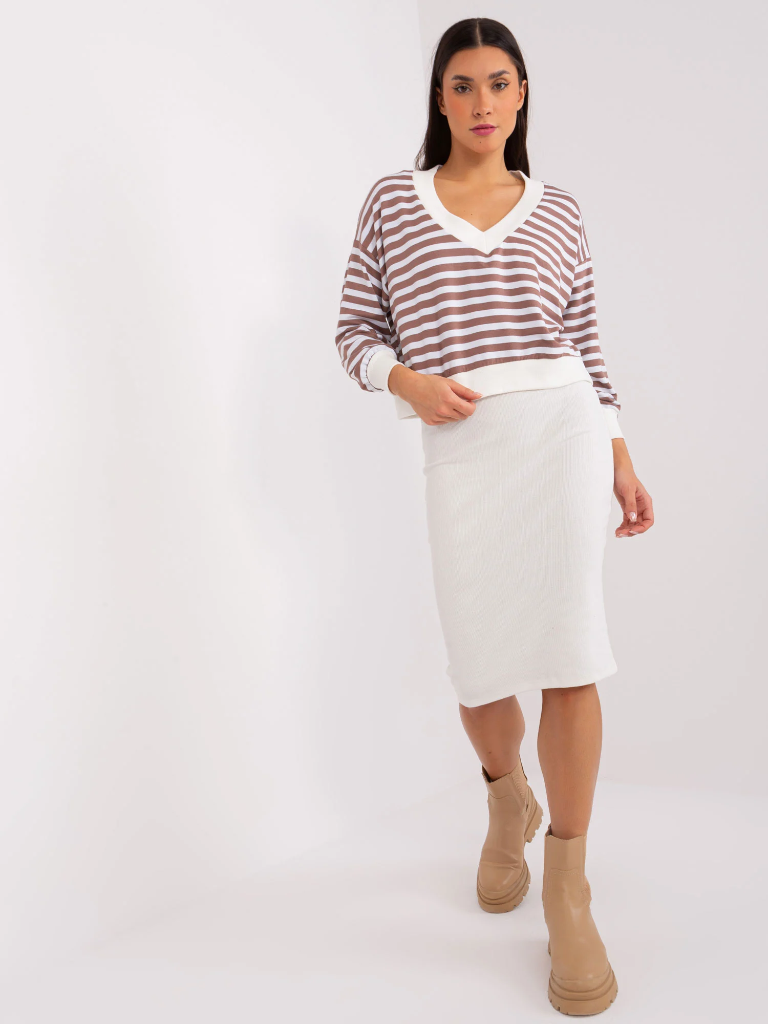 Compleu Dama Midi, Dungi, My Red Lips, Maro Casual - imagine 6