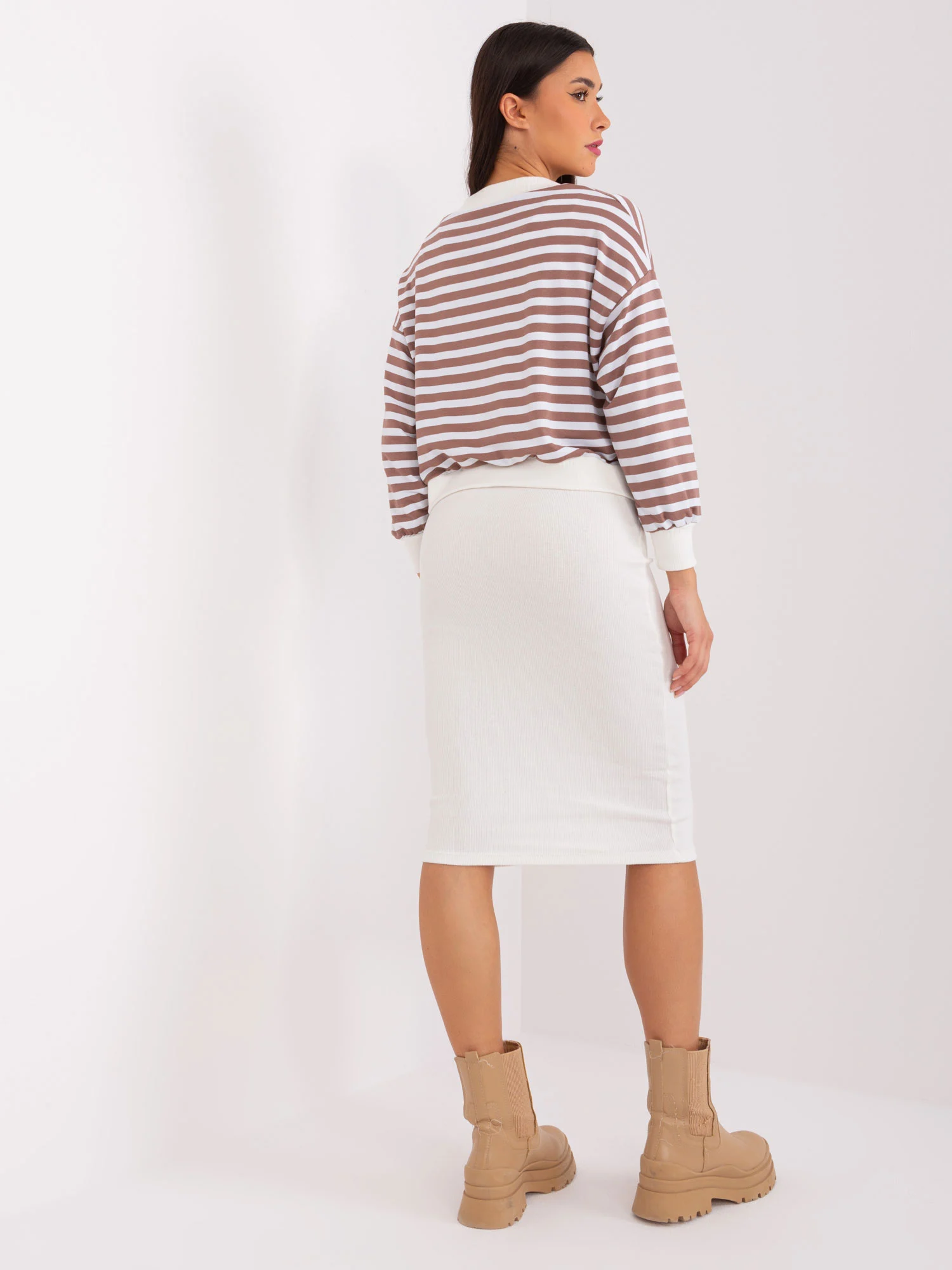 Compleu Dama Midi, Dungi, My Red Lips, Maro Casual - imagine 8