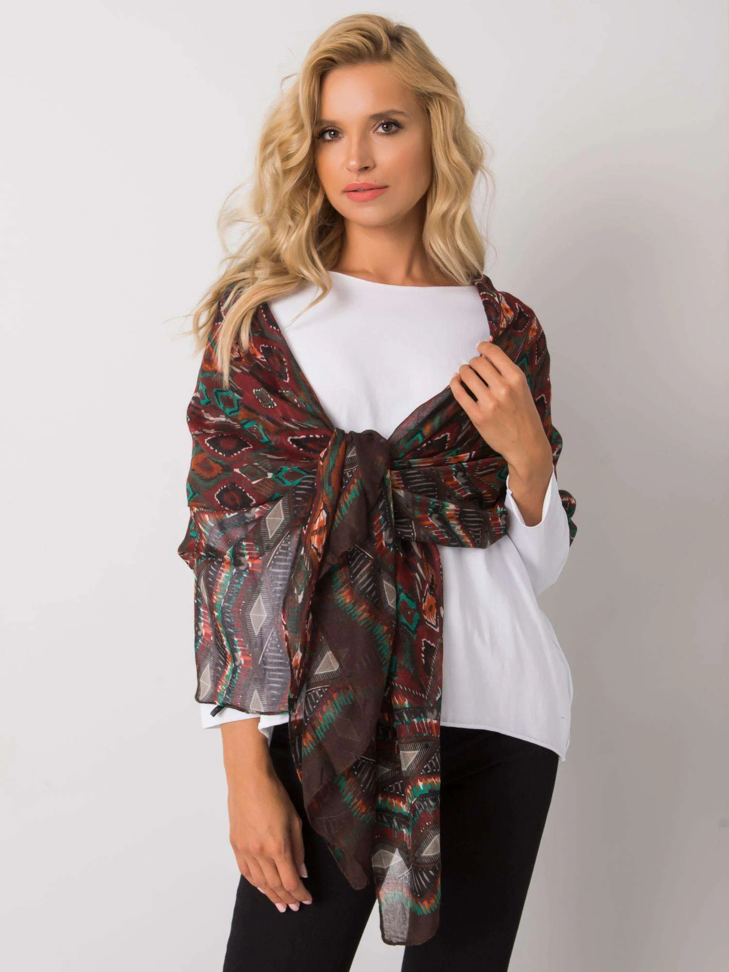 Bandana Dama Imprimat, Viscoza, Fashion Hunters, Maro - imagine 4