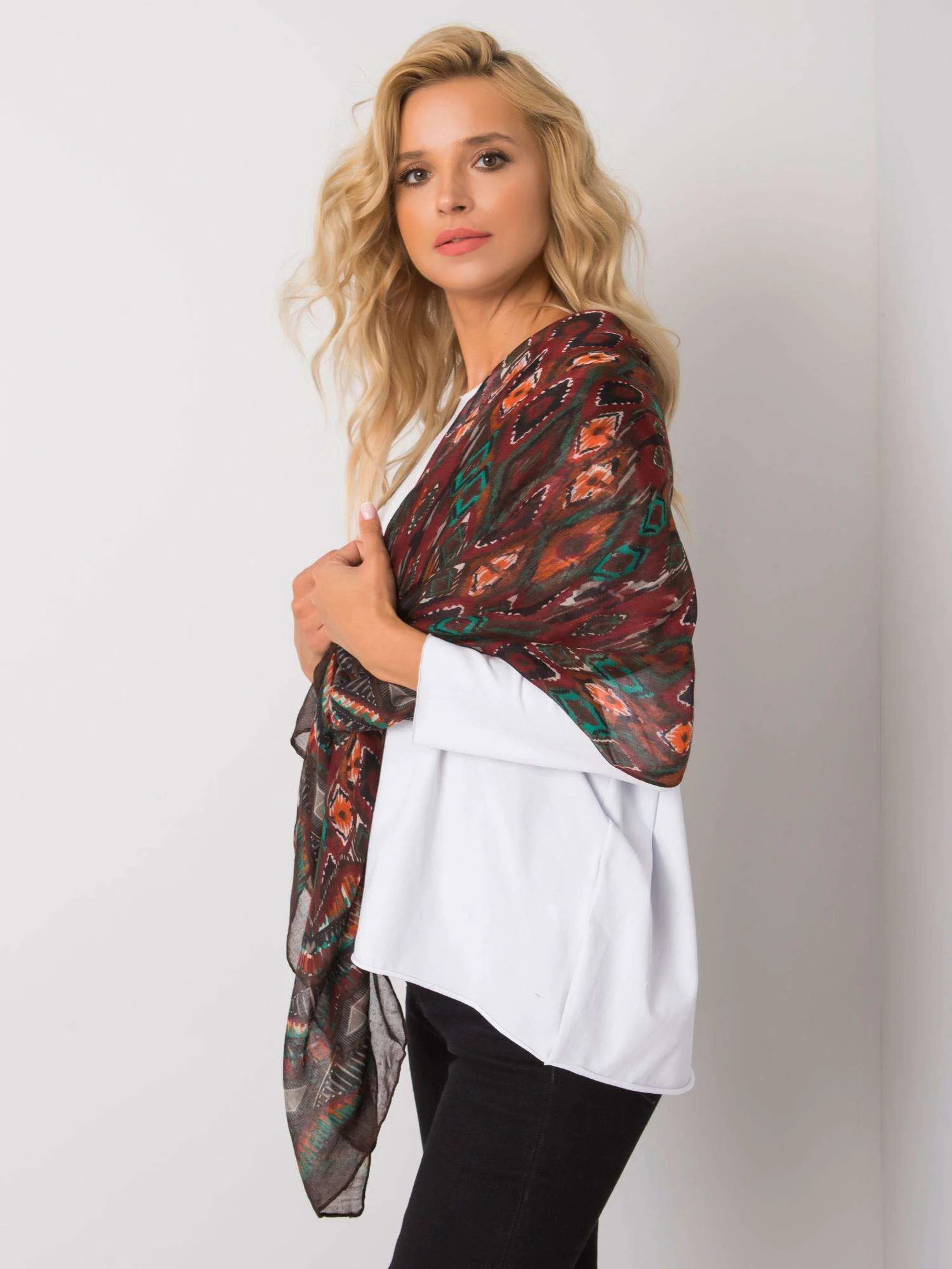 Bandana Dama Imprimat, Viscoza, Fashion Hunters, Maro - imagine 3
