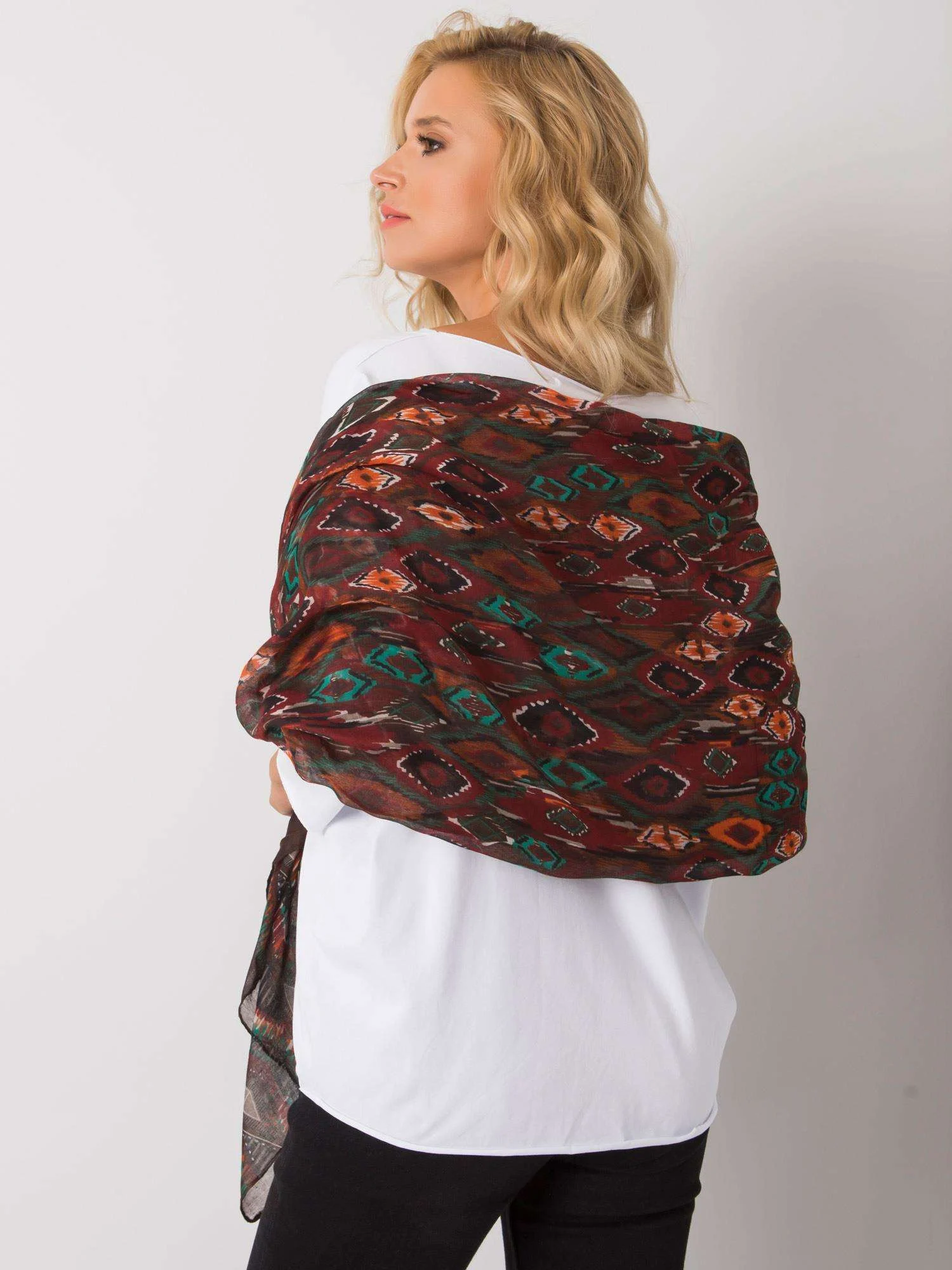 Bandana Dama Imprimat, Viscoza, Fashion Hunters, Maro - imagine 2