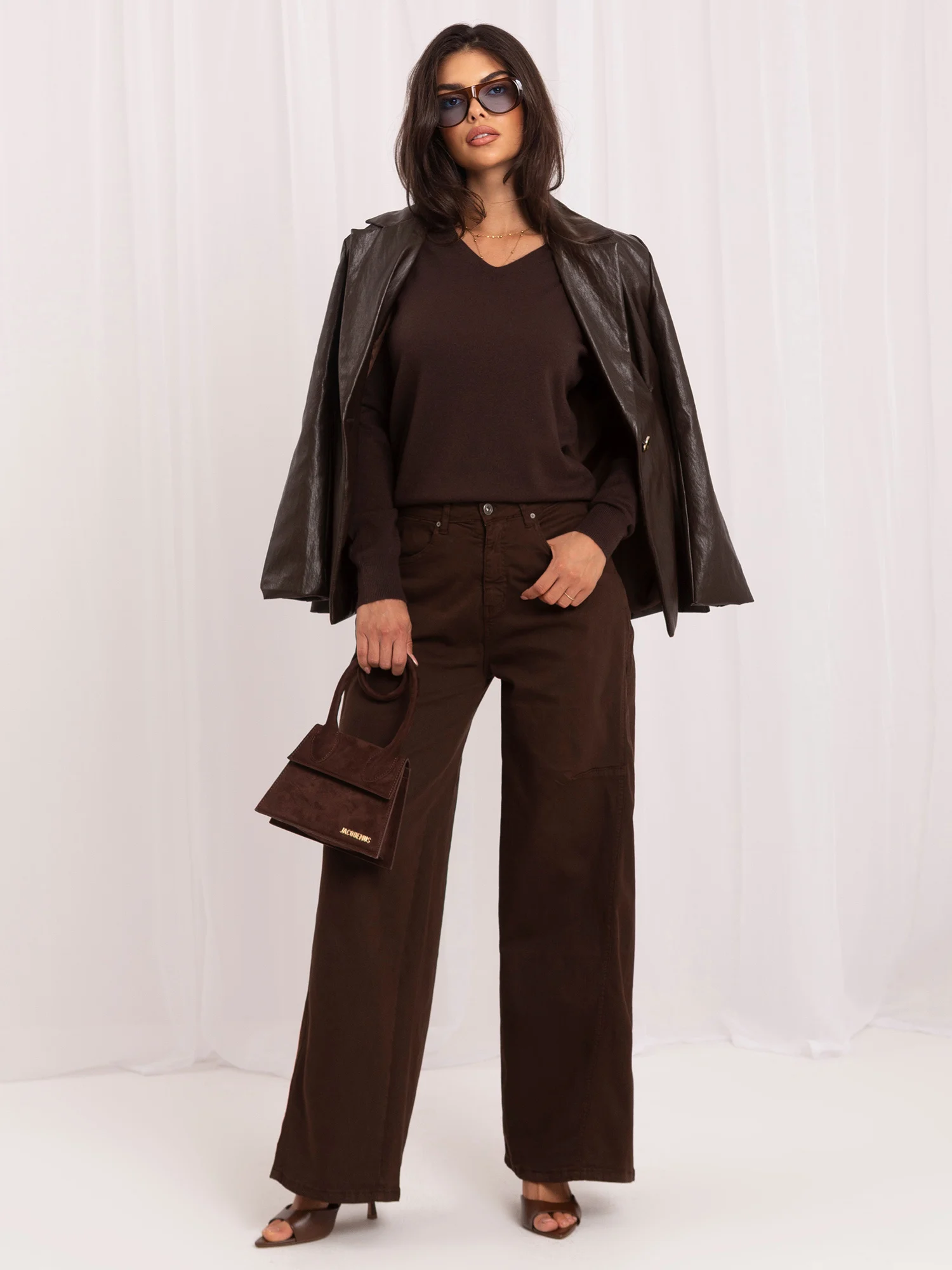 Pulover Dama Maneca lunga, Decolteu in V, ITALY MODA, Maro Eleganta Office - imagine 2