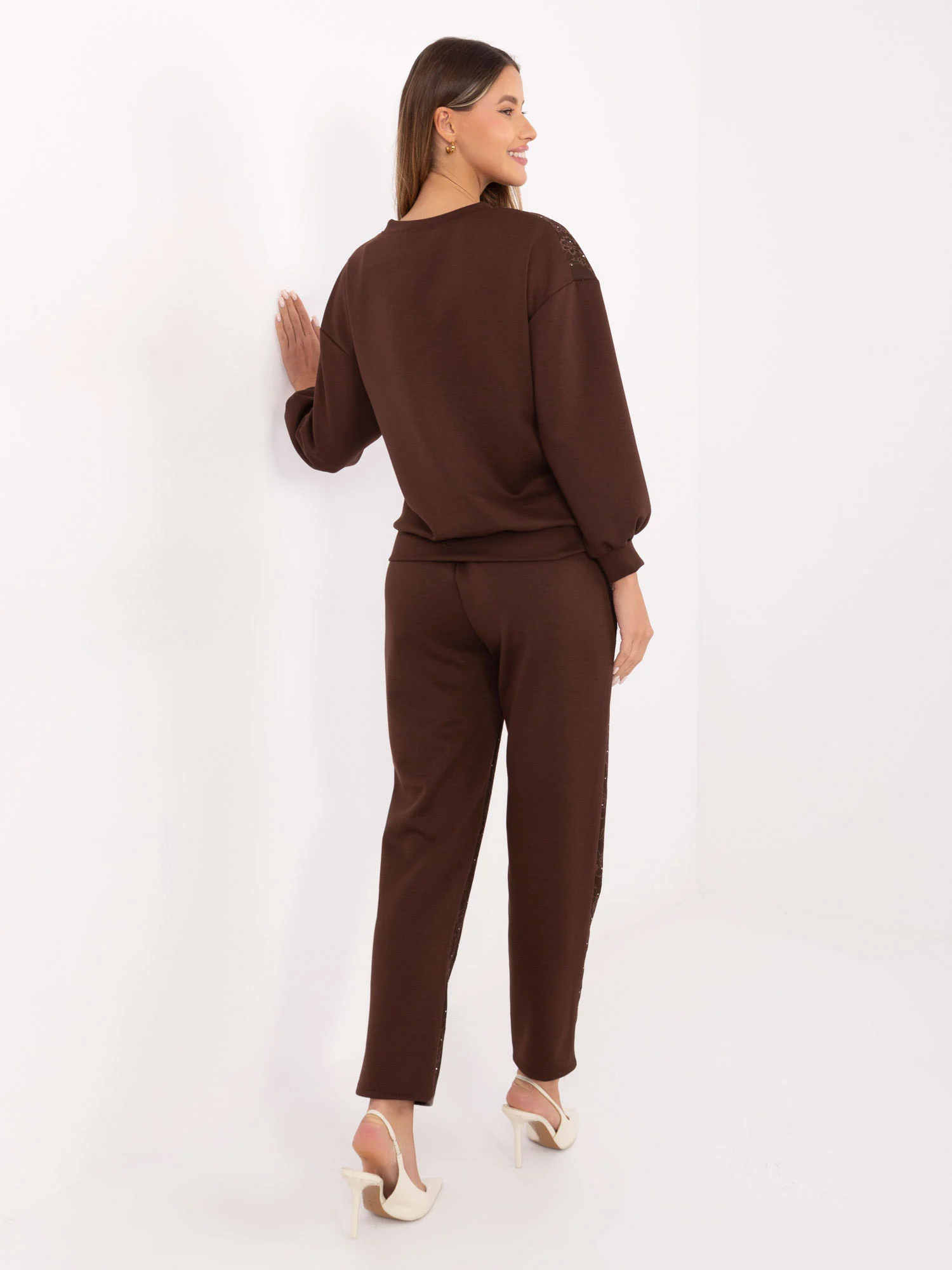 Compleu Dama Maneca lunga, Dantela, ITALY MODA, Maro Eleganta - imagine 4