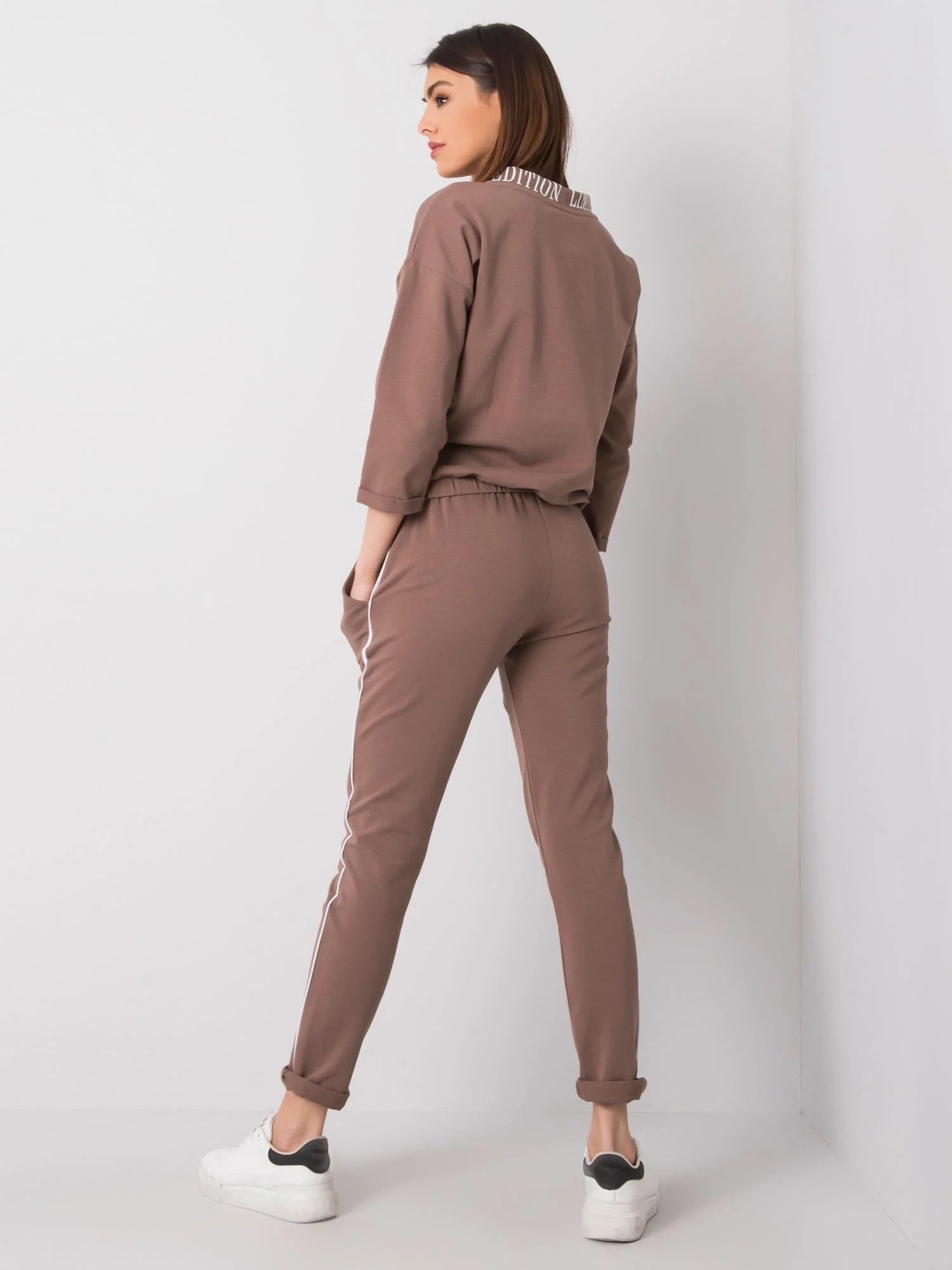Compleu Dama Maneca 3/4, Imprimat, RELEVANCE, Maro - Image 3