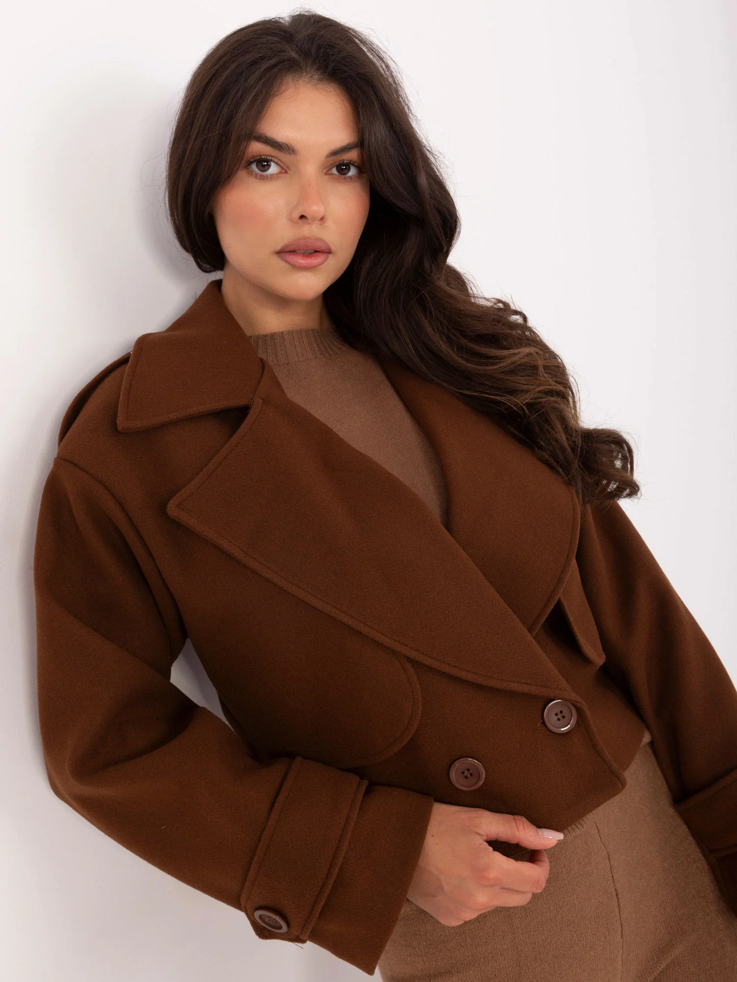 Jacheta Dama Mini, Guler inalt, RUE PARIS, Maro Eleganta Office - imagine 2