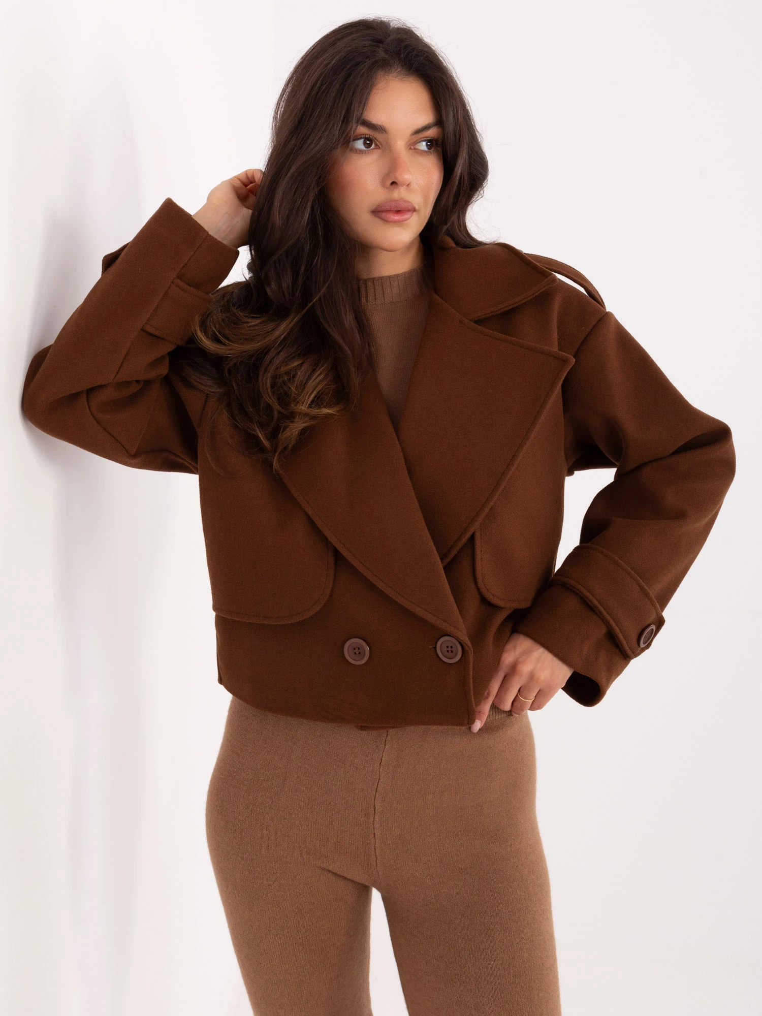 Jacheta Dama Mini, Guler inalt, RUE PARIS, Maro Eleganta Office - imagine 3