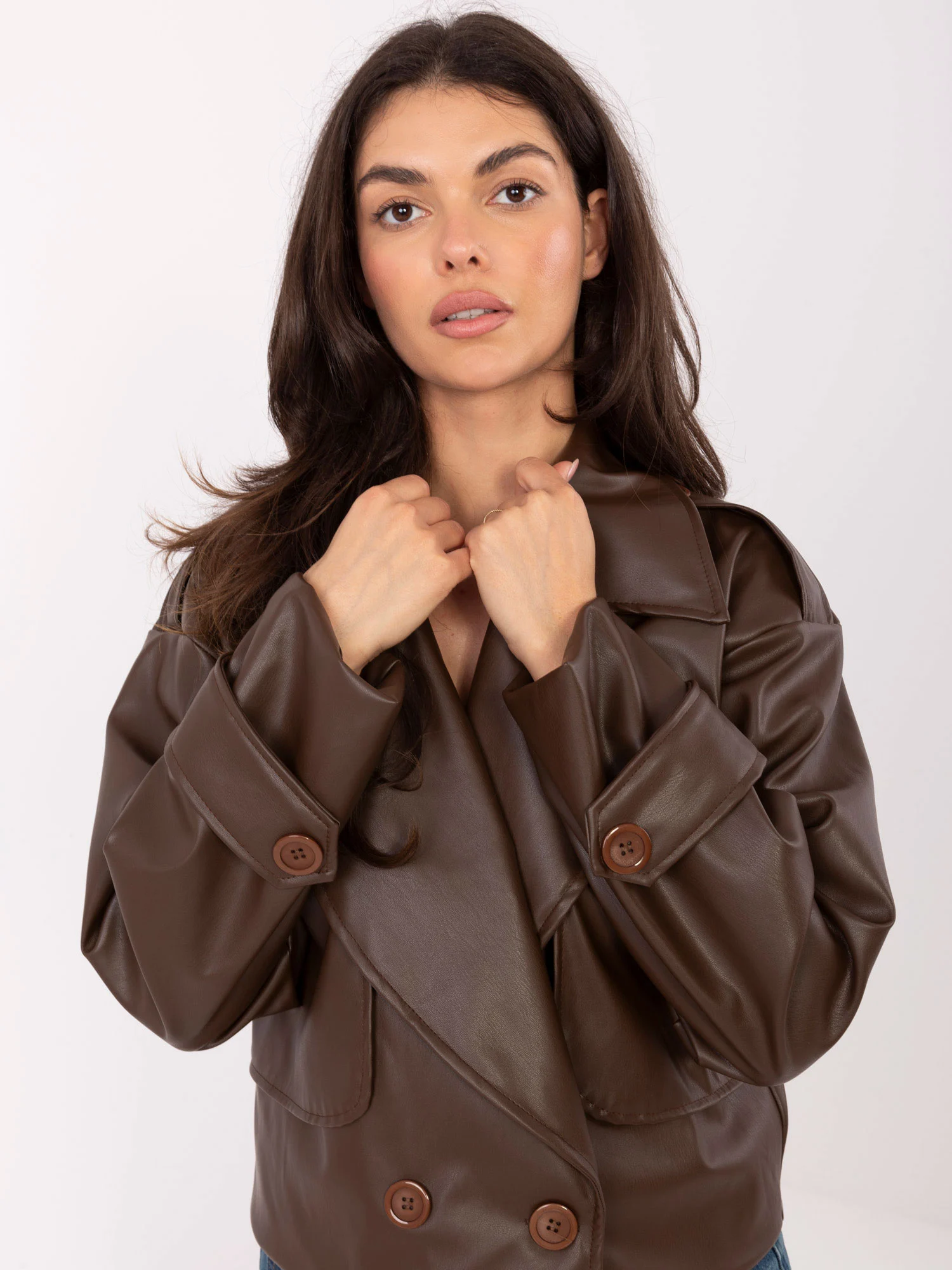 Jacheta Dama Mini, Guler inalt, RUE PARIS, Maro Casual - imagine 5