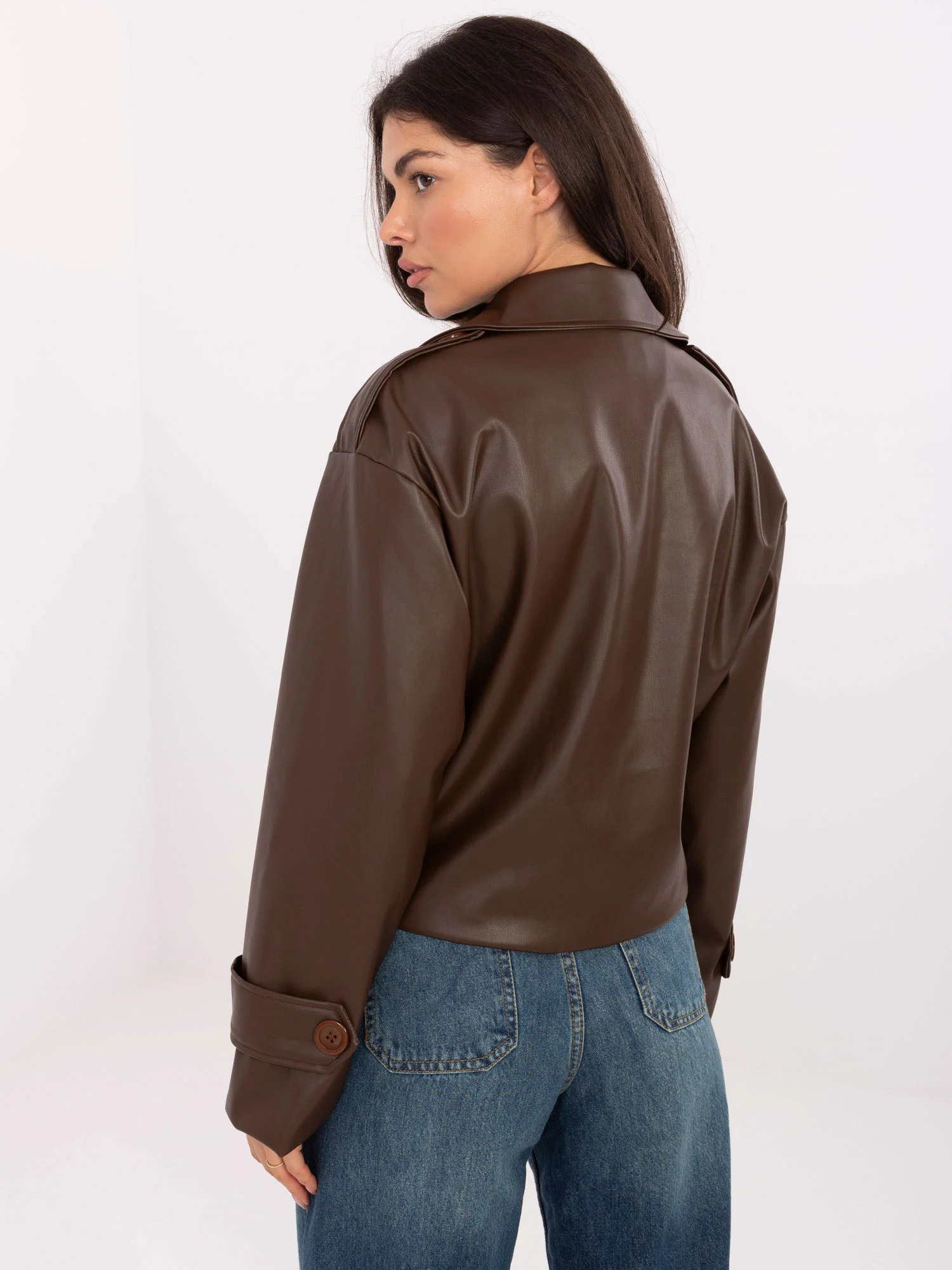 Jacheta Dama Mini, Guler inalt, RUE PARIS, Maro Casual - imagine 3