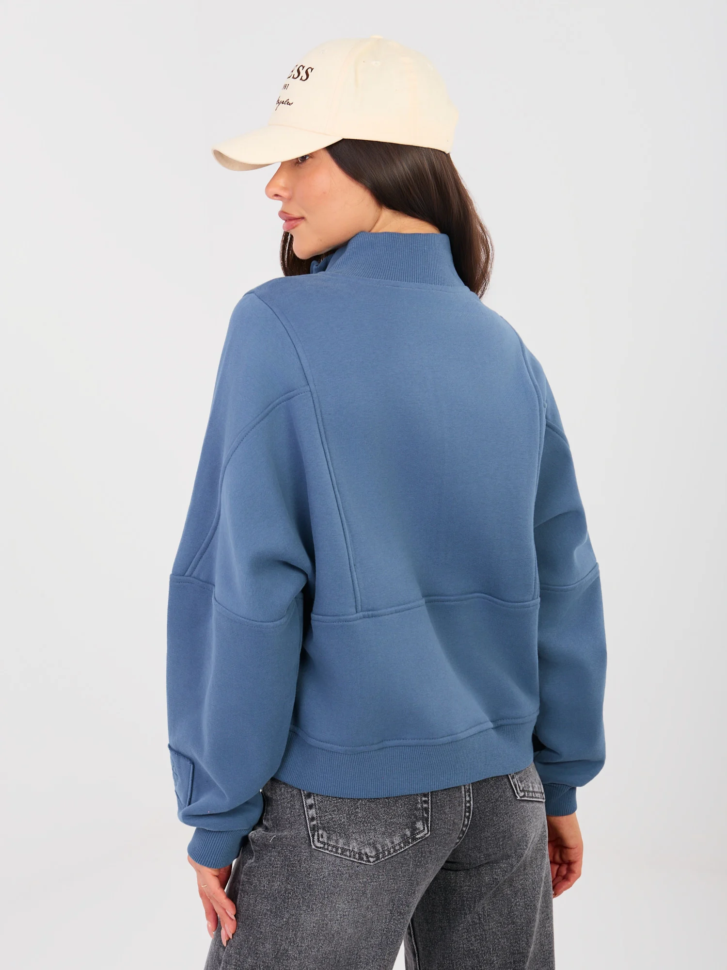 Hanorac Dama Maneca lunga, Decolteu guler tunica, NATURAL SIDE, Albastru Casual - imagine 3