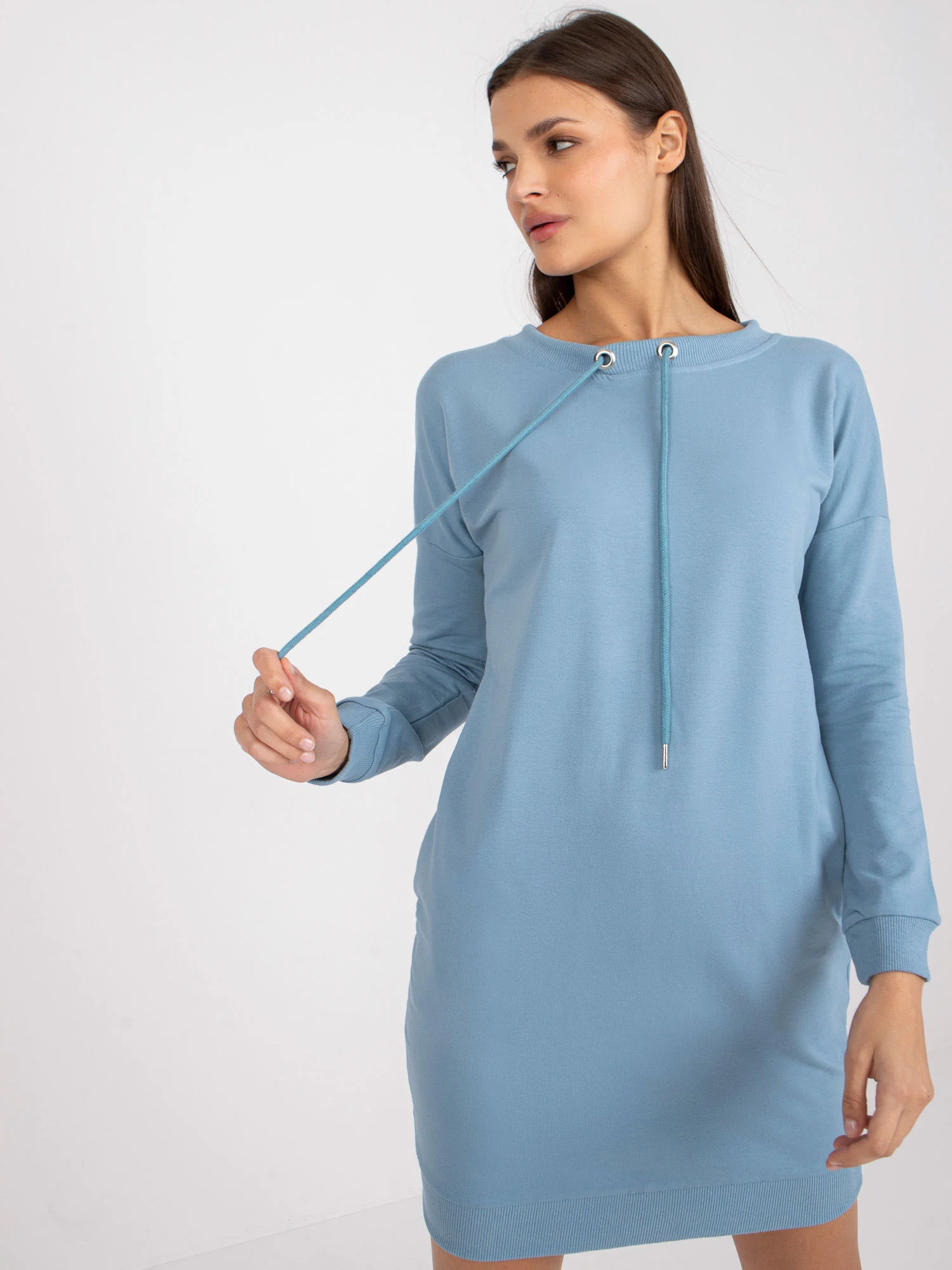 Rochie Dama Maxi, Rochie dreapta, BASIC FEEL GOOD, Albastru - Image 3