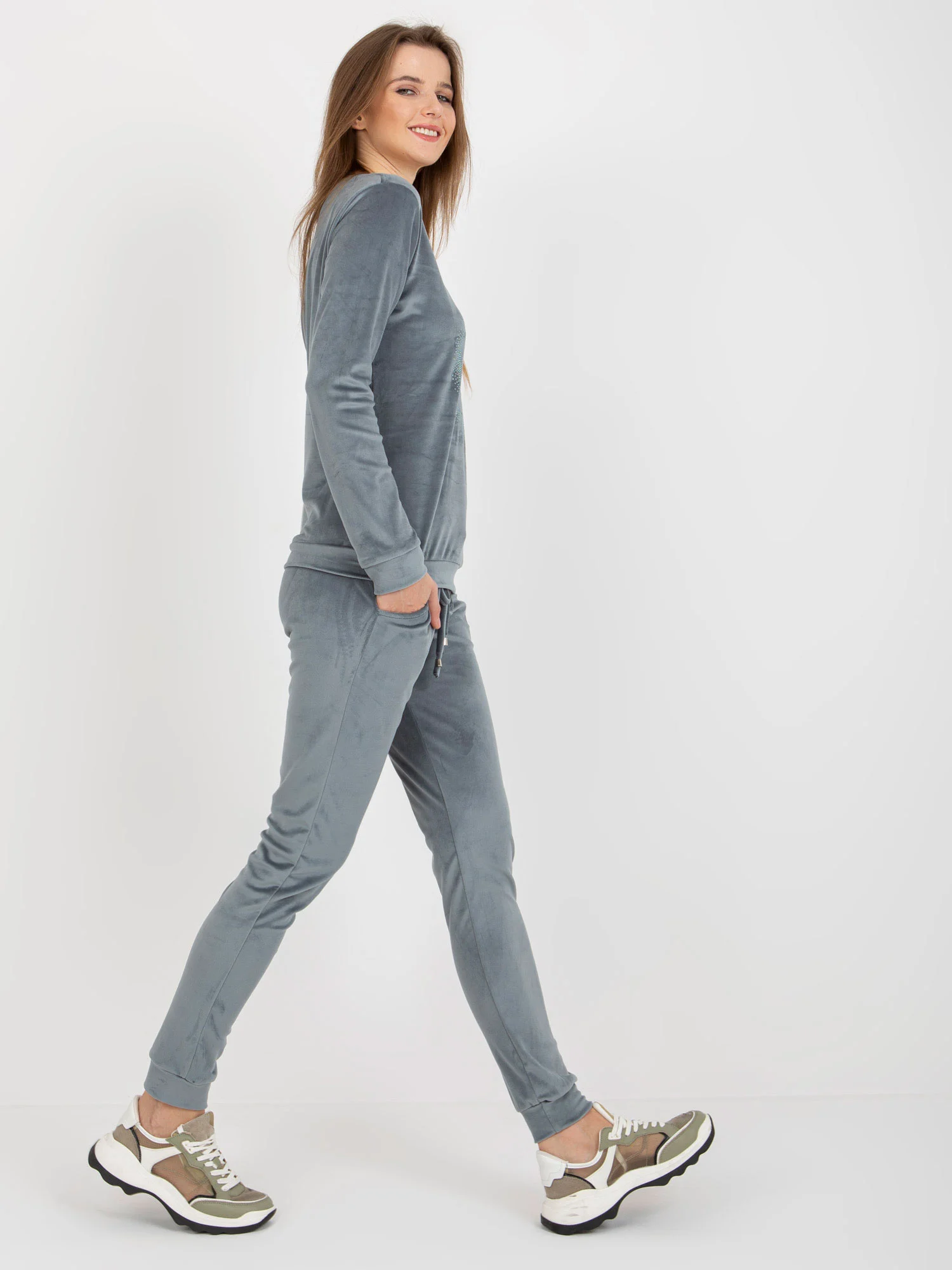 Compleu Dama Maneca lunga, Mansete elastice, RELEVANCE, Albastru Casual - imagine 6