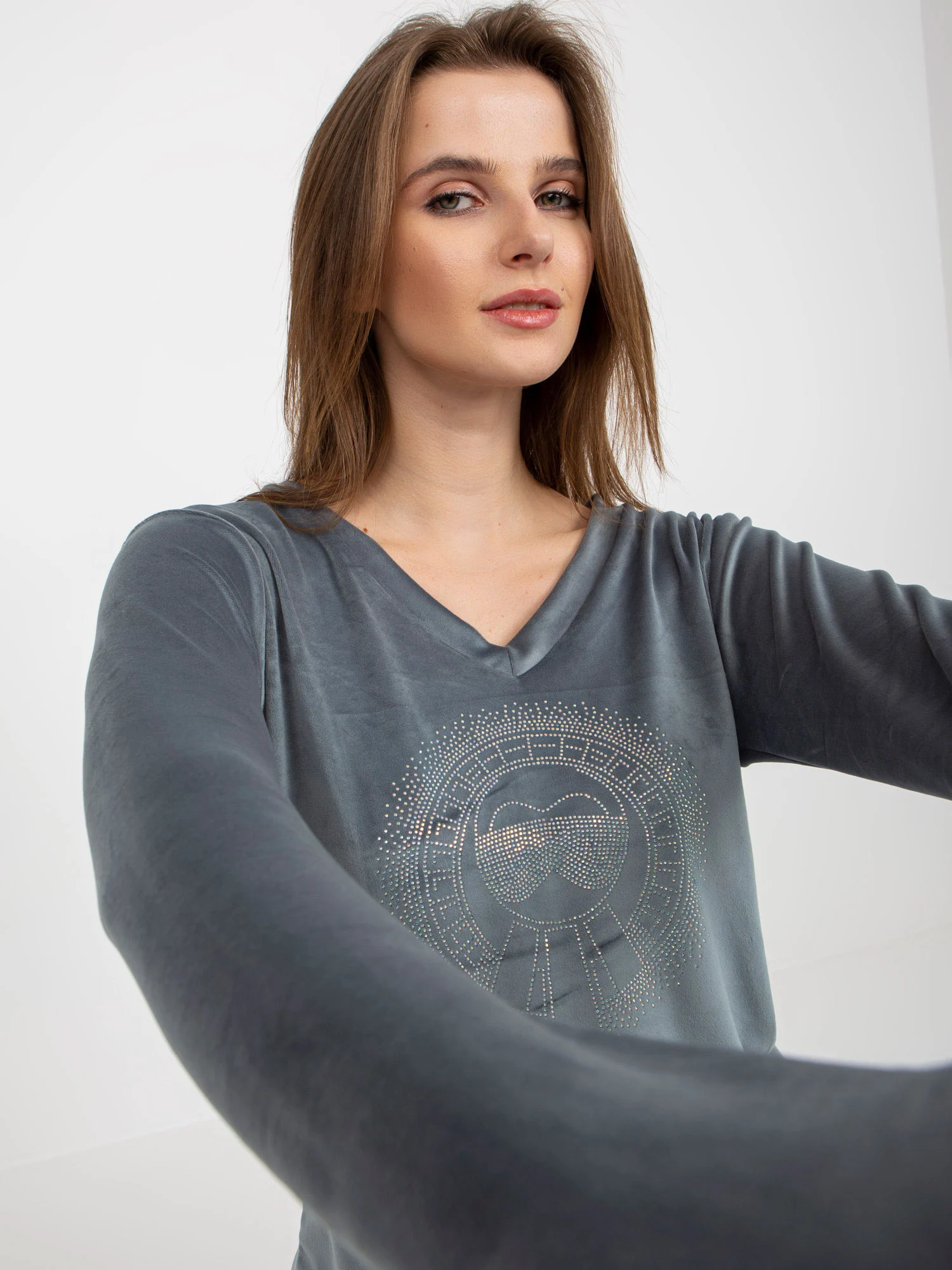 Compleu Dama Maneca lunga, Mansete elastice, RELEVANCE, Albastru Casual - imagine 2