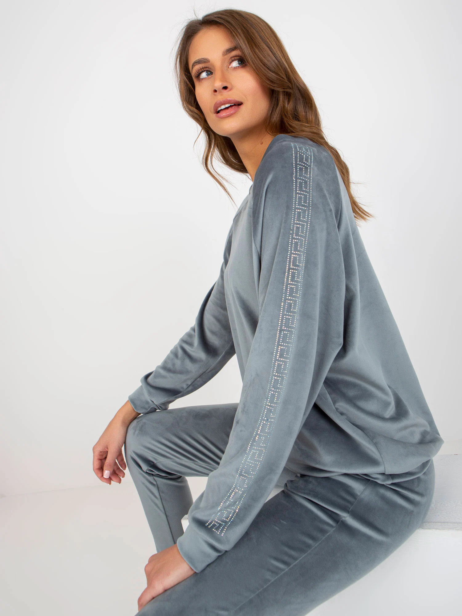 Compleu Dama Maneca lunga, Mansete elastice, RELEVANCE, Albastru Casual - imagine 7