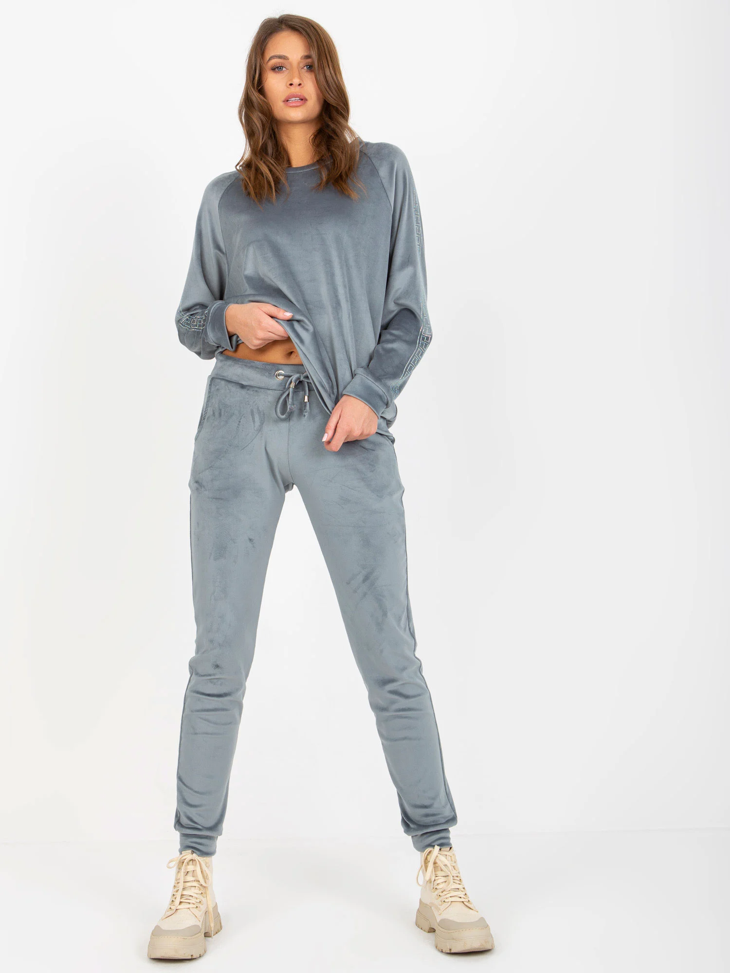 Compleu Dama Maneca lunga, Mansete elastice, RELEVANCE, Albastru Casual - imagine 5
