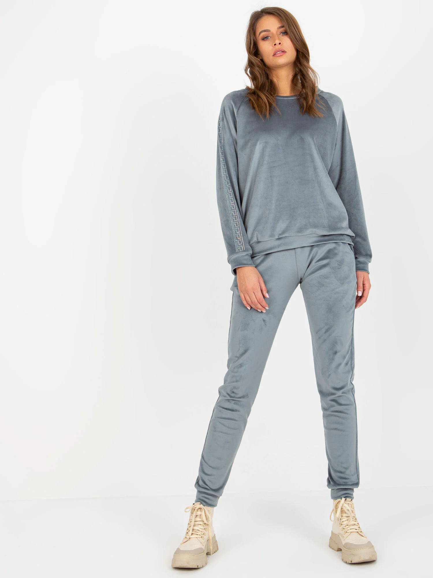 Compleu Dama Maneca lunga, Mansete elastice, RELEVANCE, Albastru Casual - imagine 6
