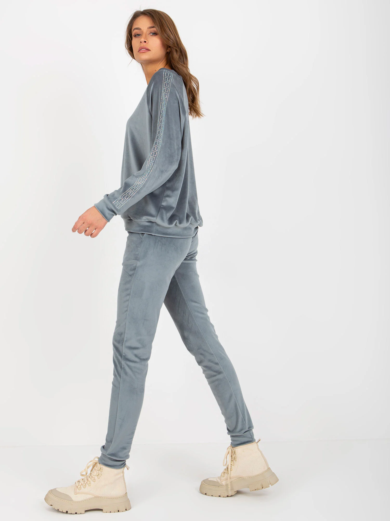 Compleu Dama Maneca lunga, Mansete elastice, RELEVANCE, Albastru Casual - imagine 3