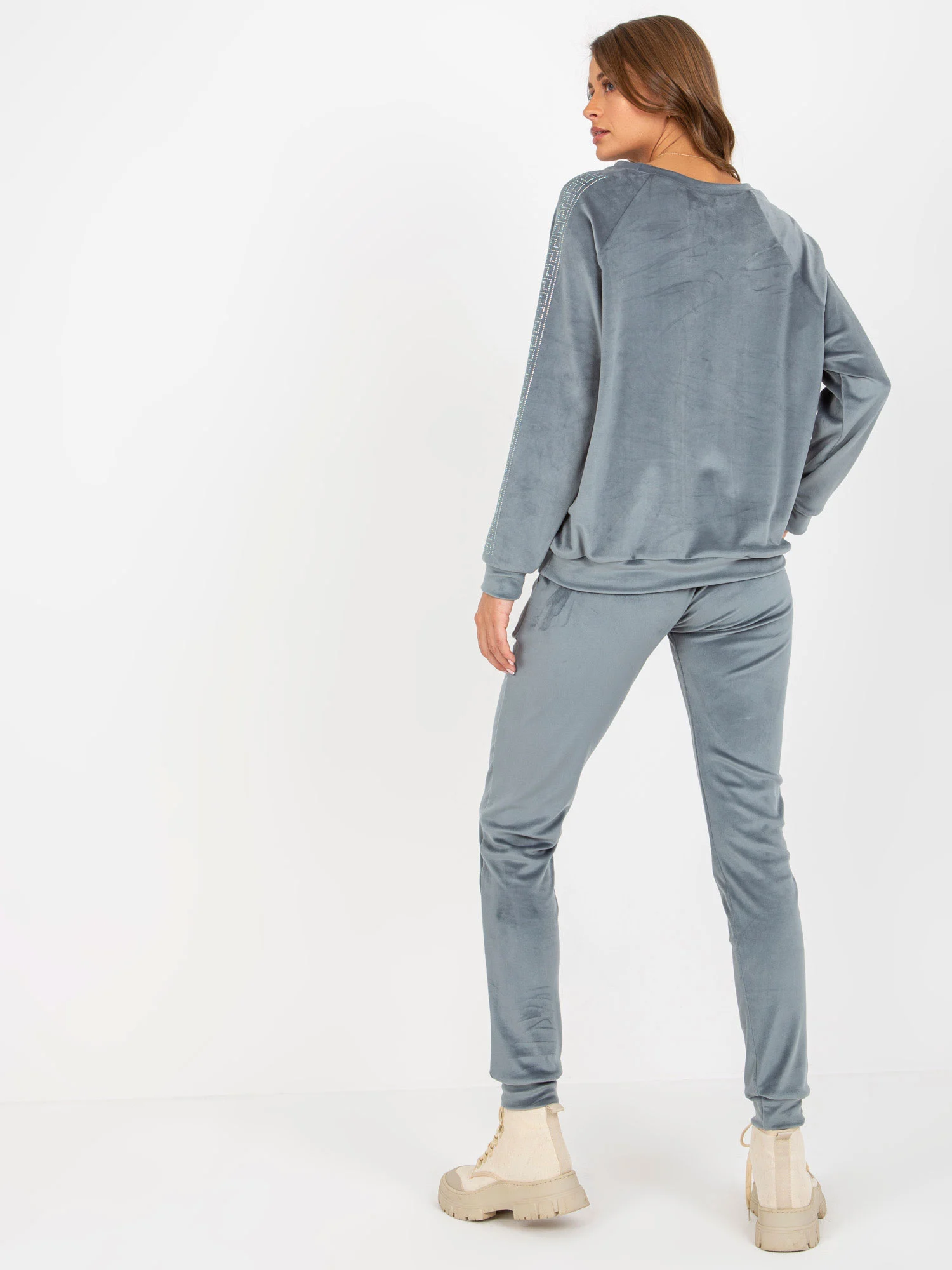 Compleu Dama Maneca lunga, Mansete elastice, RELEVANCE, Albastru Casual - imagine 4