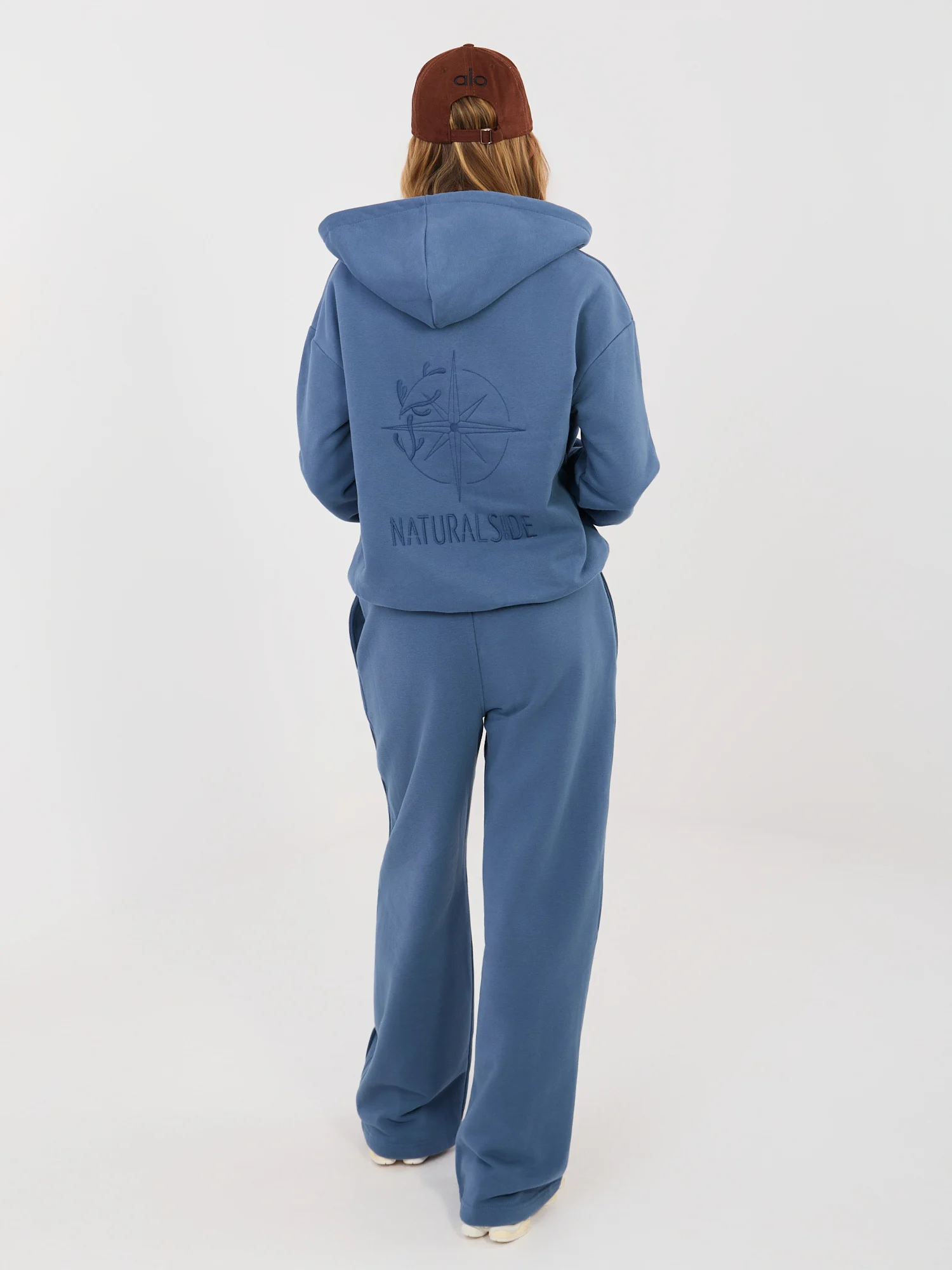 Pantaloni Trening Dama Larga, Guler inalt, NATURAL SIDE, Albastru Casual - imagine 5