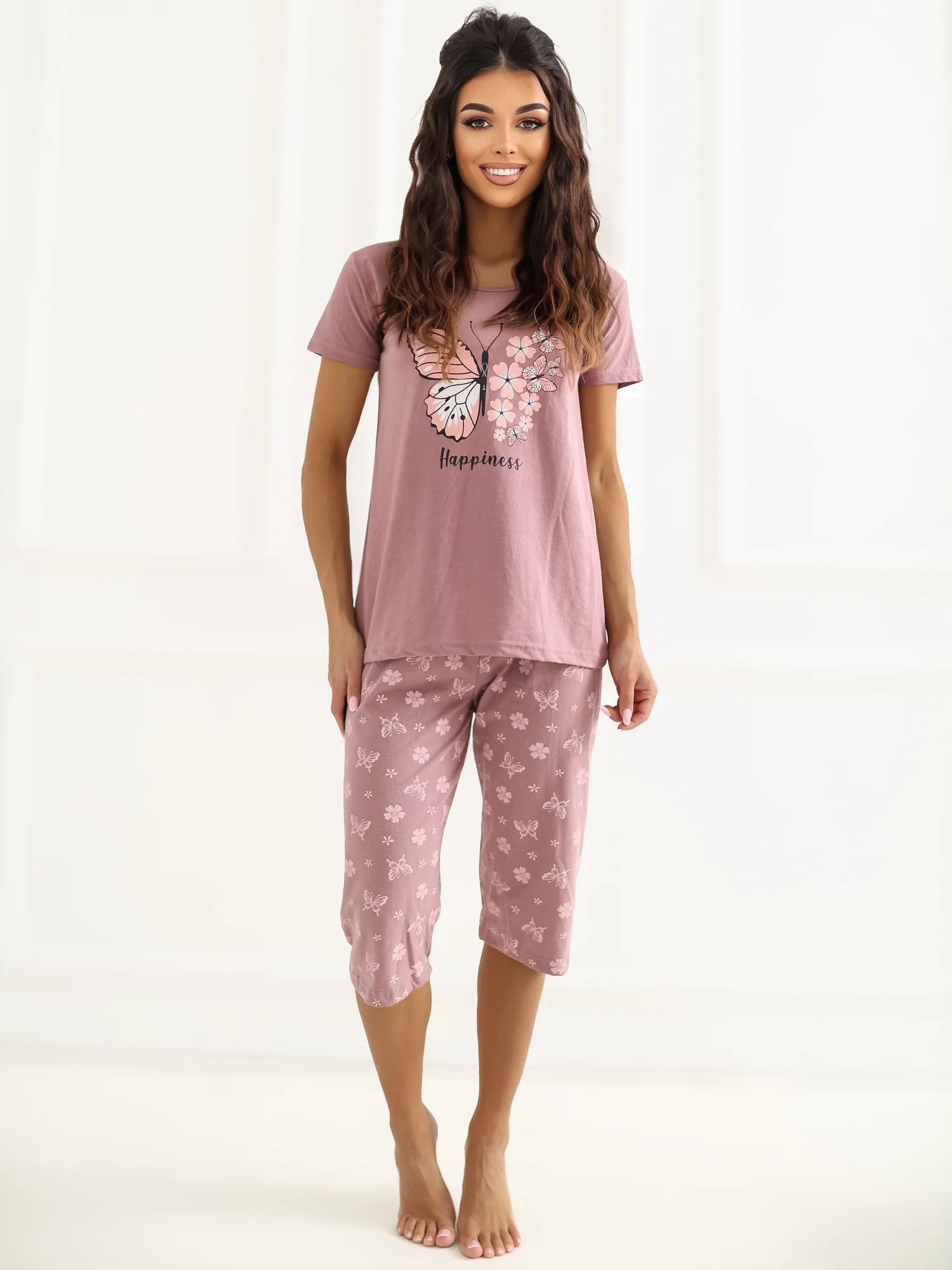 Pijama Dama Mini, Decolteu rotund, Forever Pink, Roz Marimi Mari - imagine 2