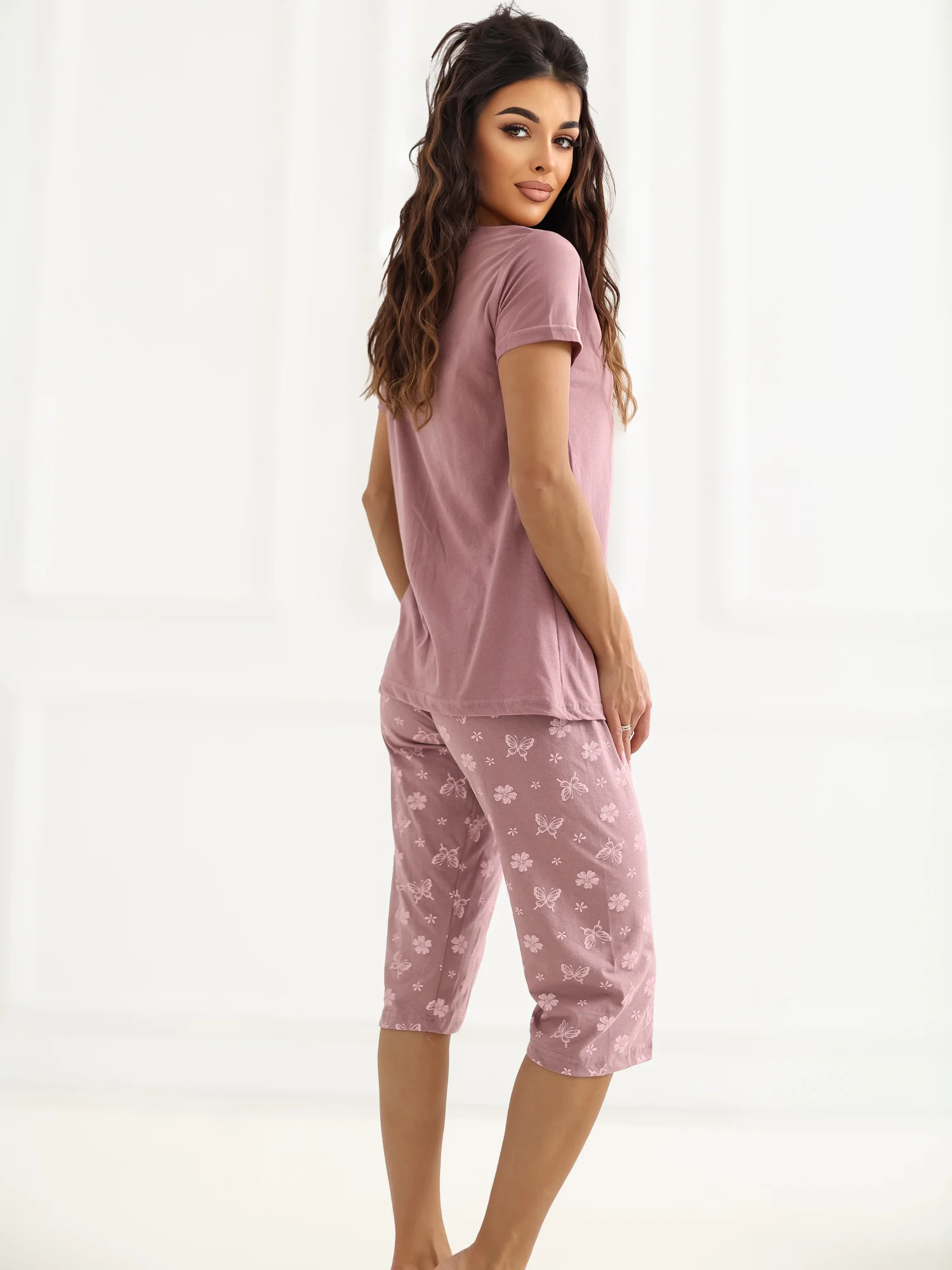Pijama Dama Mini, Decolteu rotund, Forever Pink, Roz Marimi Mari - imagine 3