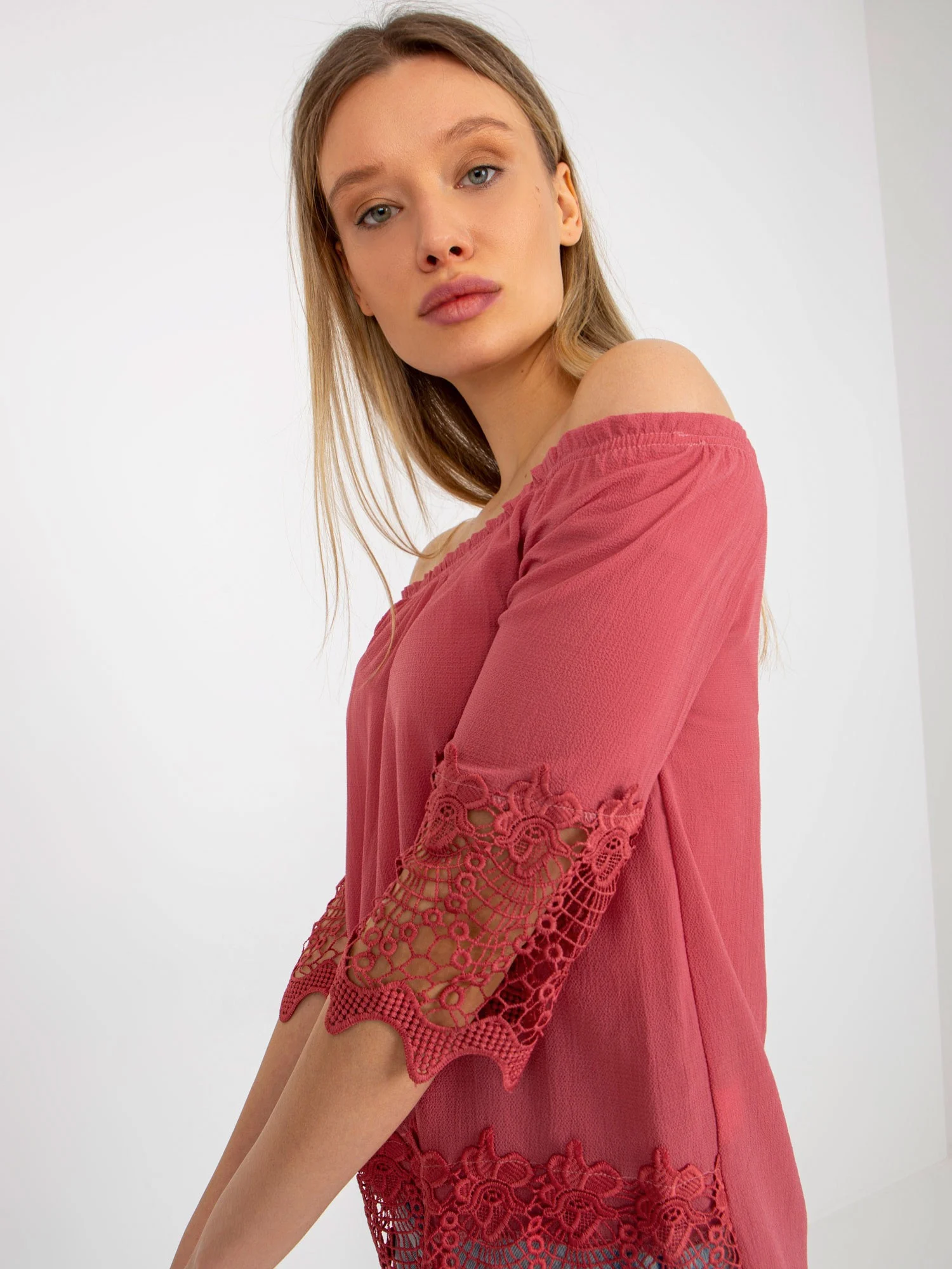 Bluza Dama Maneca 3/4, Guler inalt, LAKERTA, Roz Casual - imagine 4