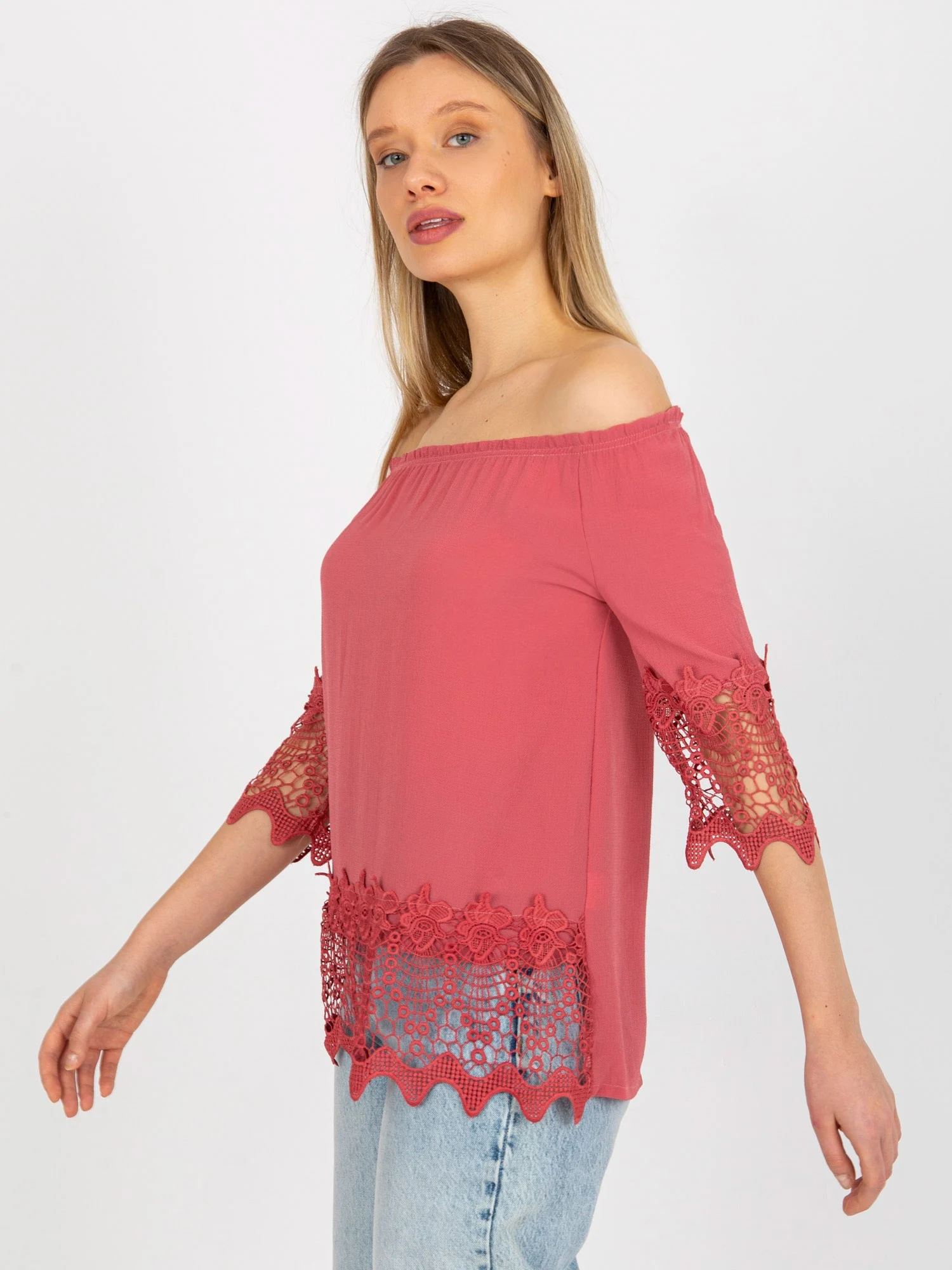 Bluza Dama Maneca 3/4, Guler inalt, LAKERTA, Roz Casual - imagine 5