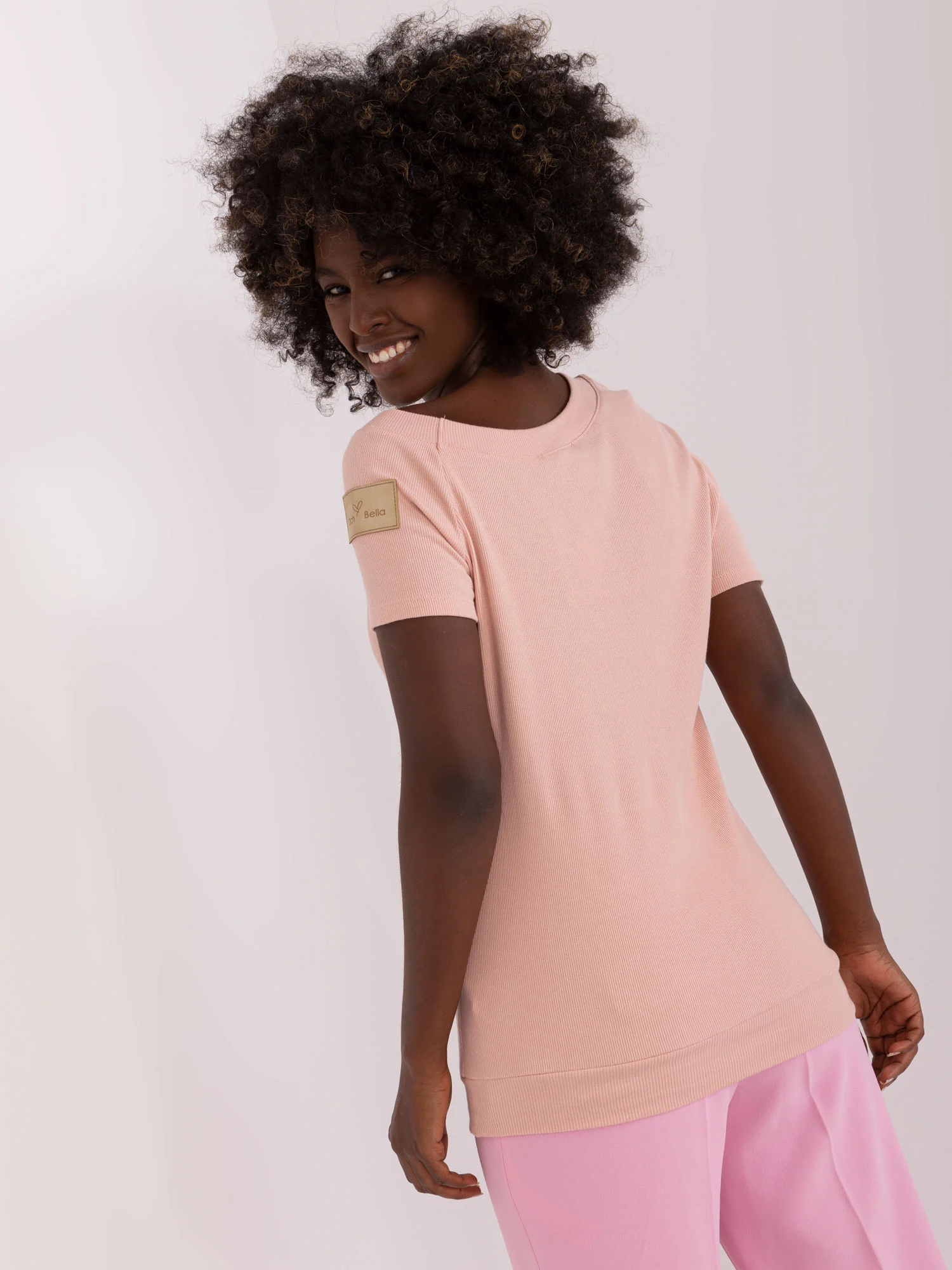 Bluza Dama Dungi, Guler inalt, Och Bella, Roz Casual - imagine 5