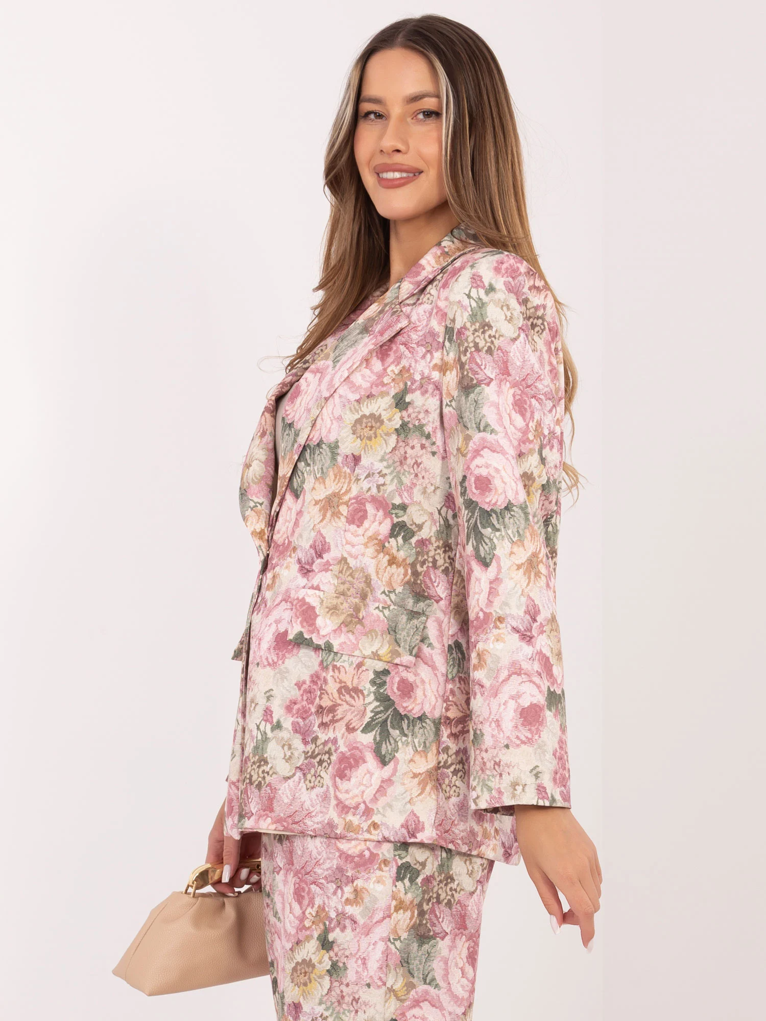 Sacou Dama Maneca lunga, Floral, RUE PARIS, Roz de Vara - imagine 5