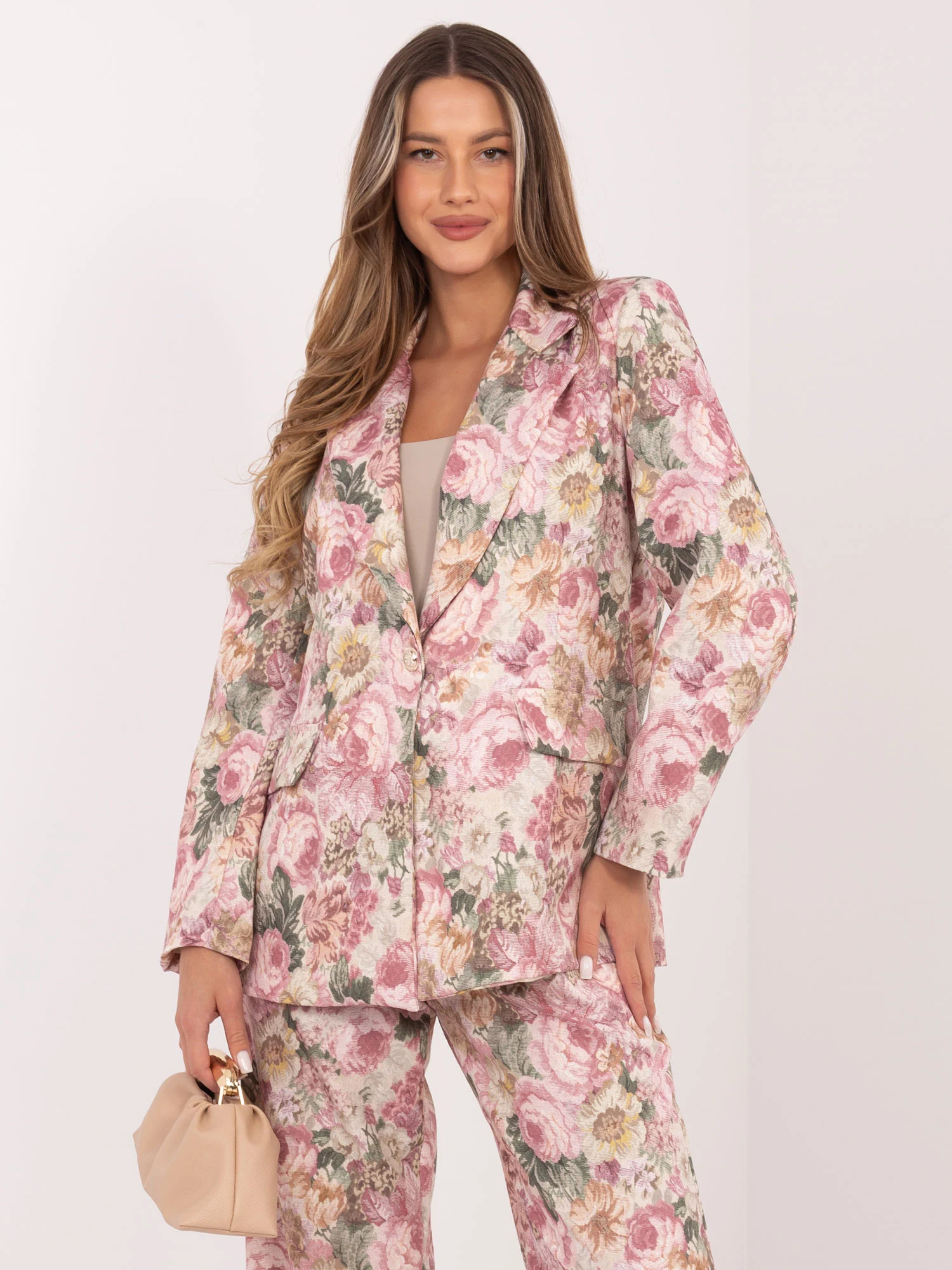 Sacou Dama Maneca lunga, Floral, RUE PARIS, Roz de Vara - imagine 2