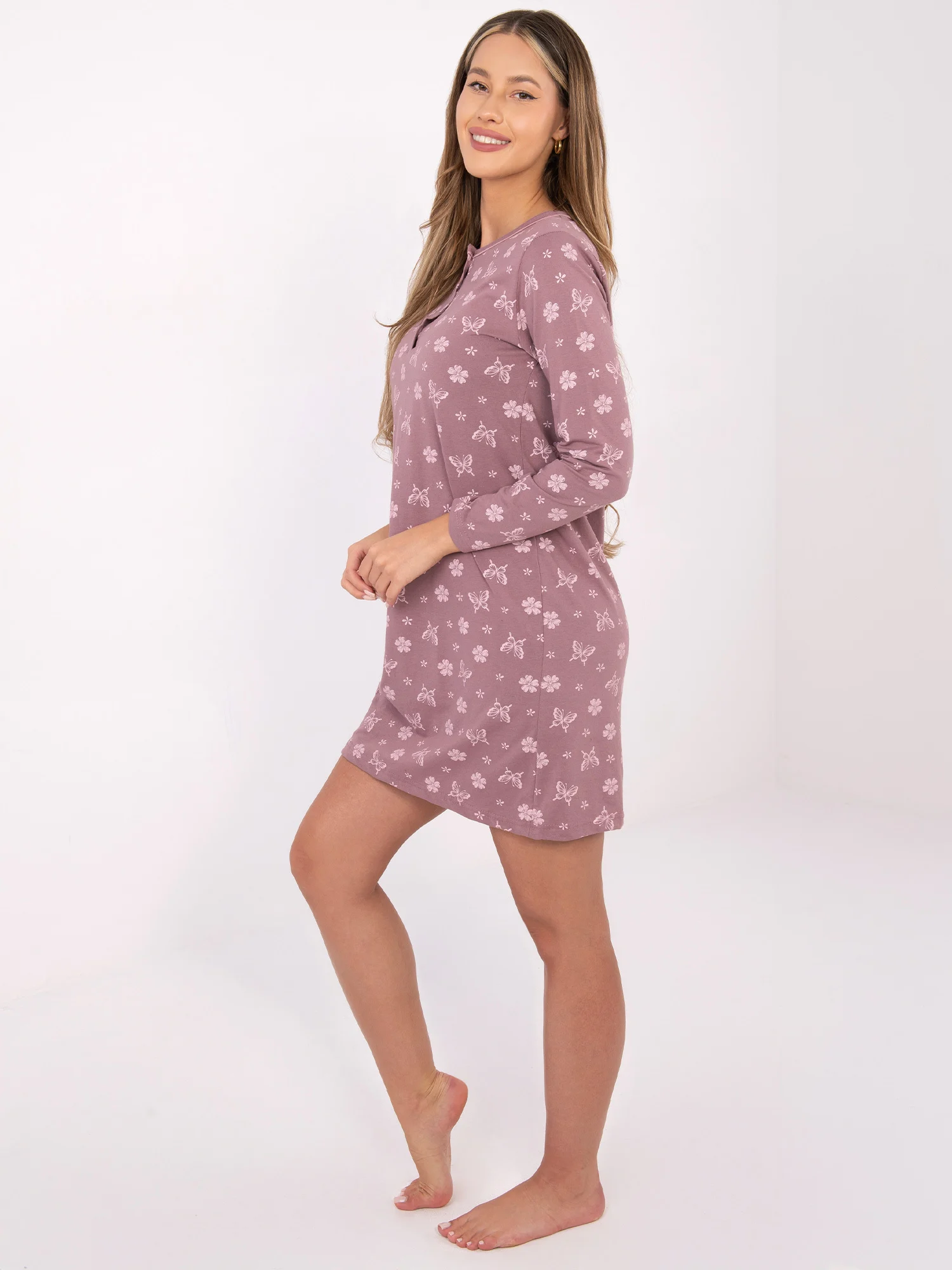 Camasa de Noapte Dama Maxi, Rochie dreapta, Forever Pink, Roz Marimi Mari - imagine 4