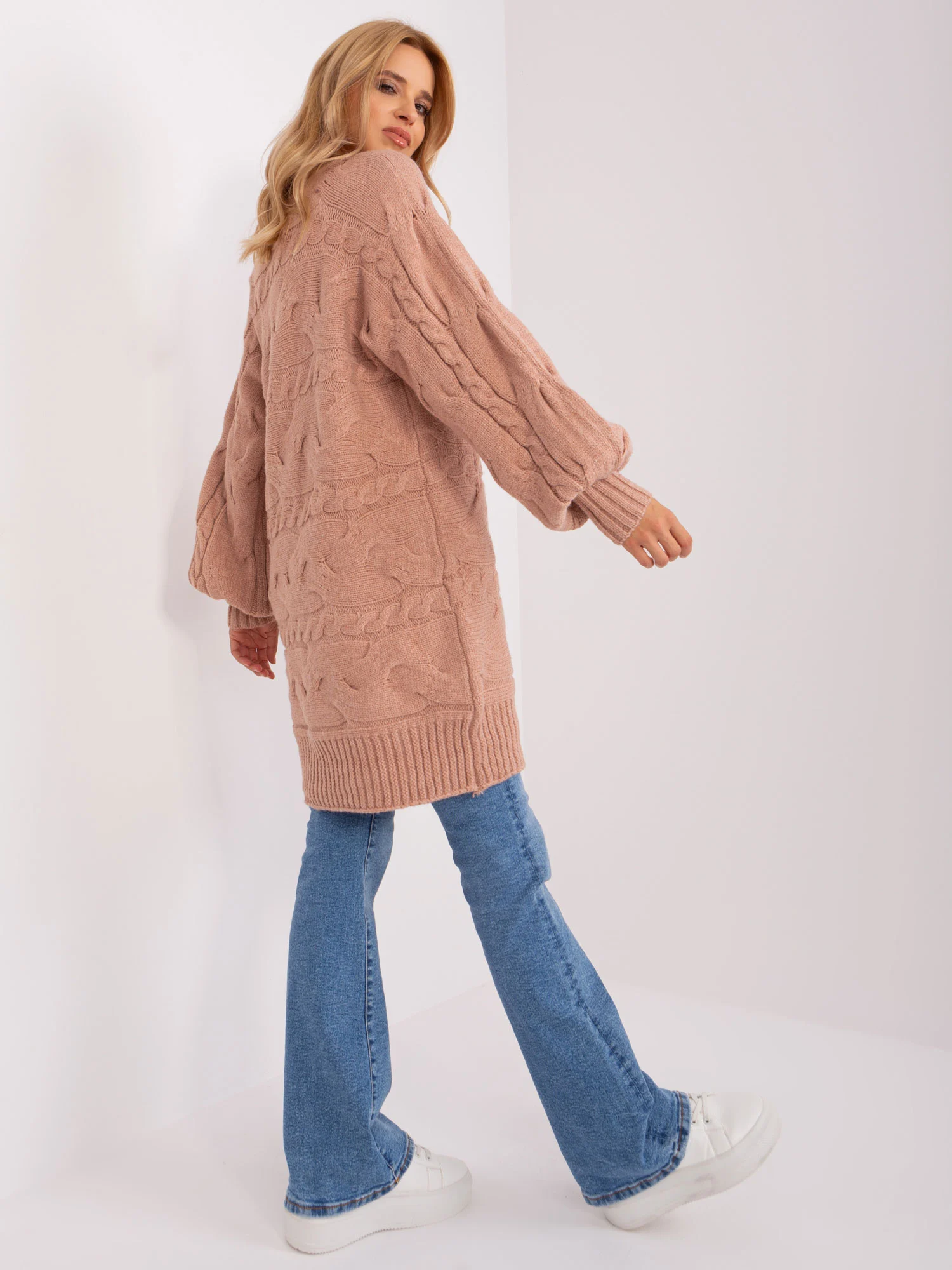 Pulover Dama Maxi, Oversize, Wool Fashion Italia, Roz - imagine 4