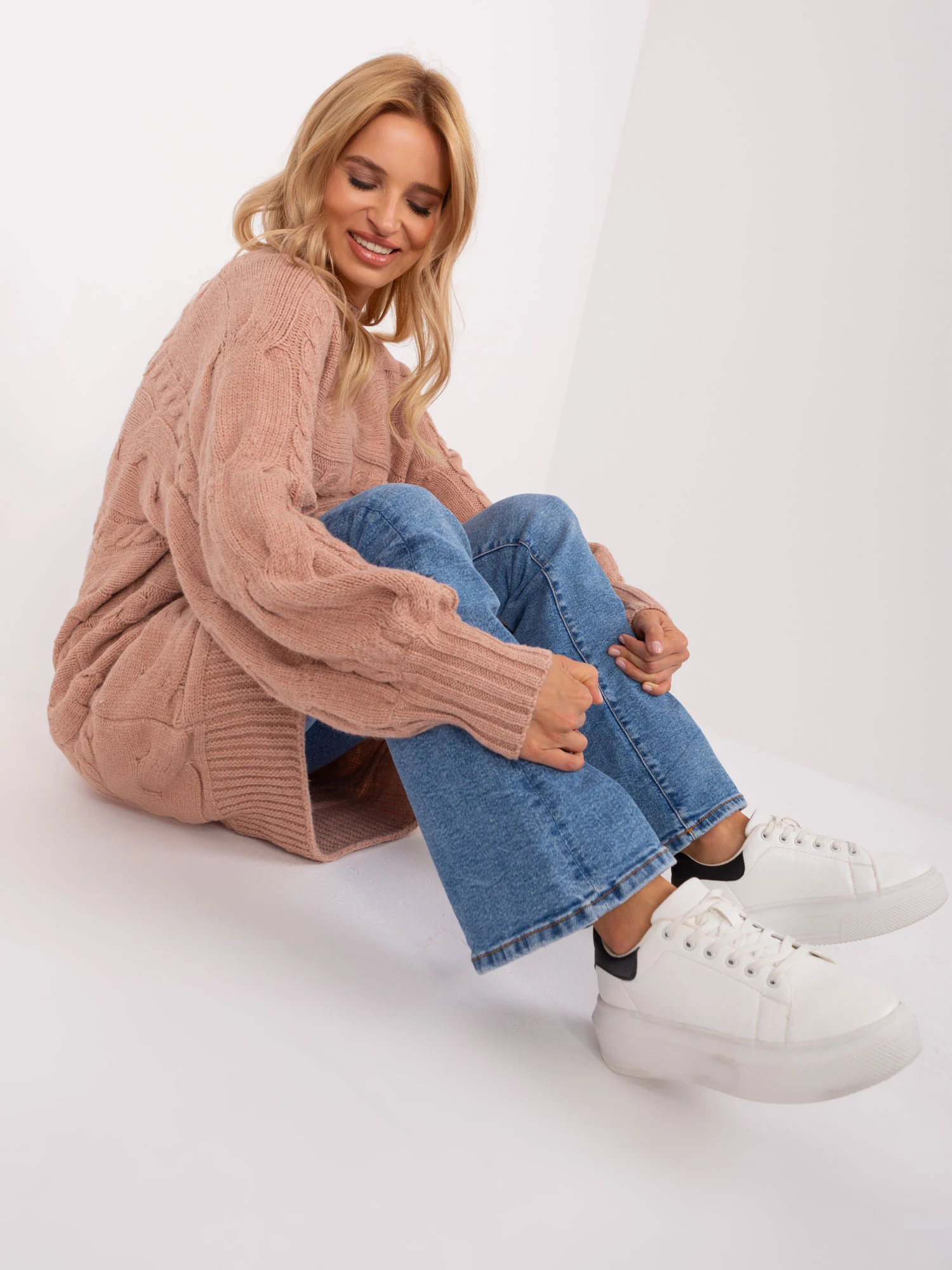 Pulover Dama Maxi, Oversize, Wool Fashion Italia, Roz - imagine 5
