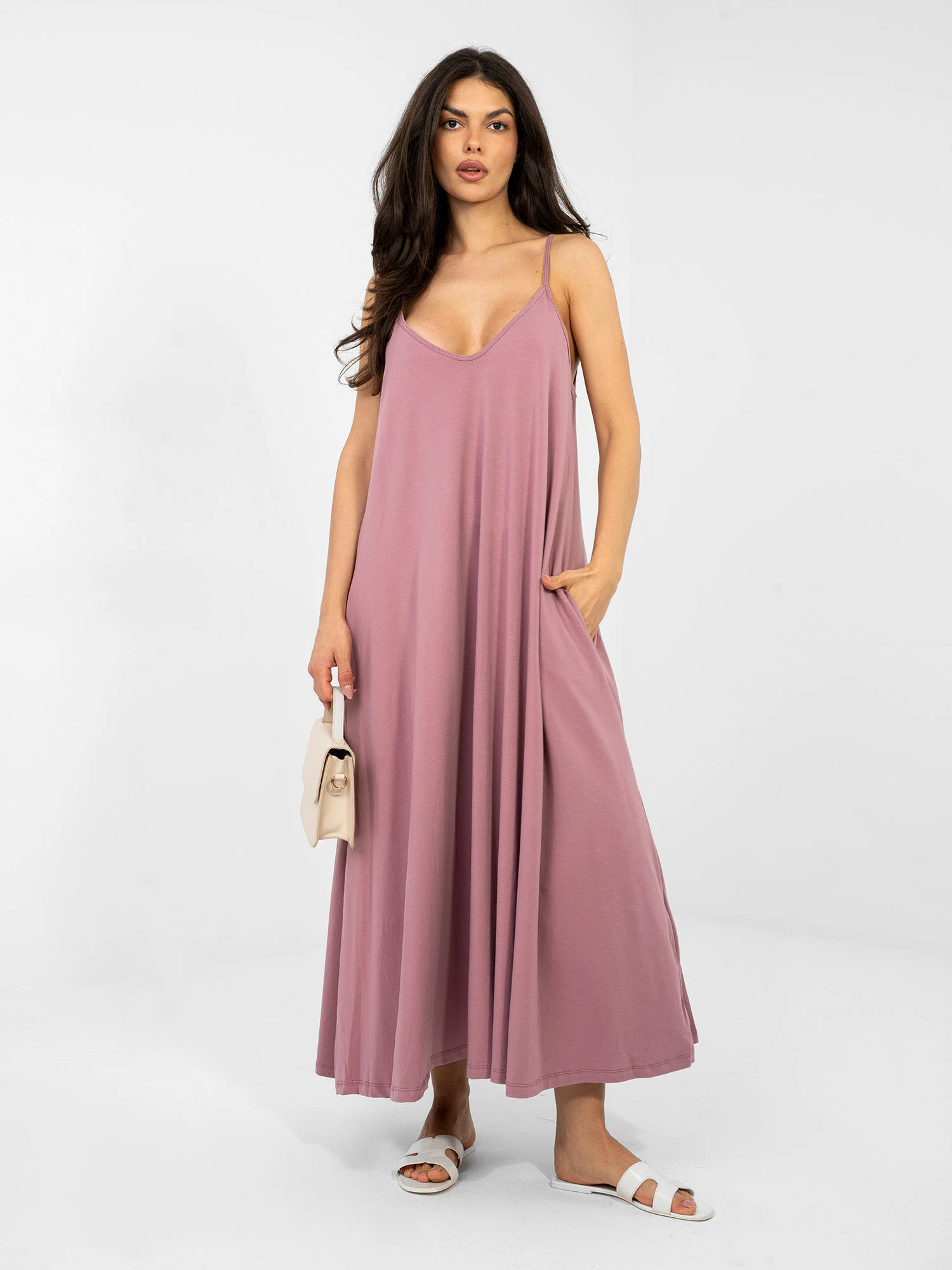 Rochie Dama Maxi, Lejera, RUE PARIS, Roz de Vara - imagine 2